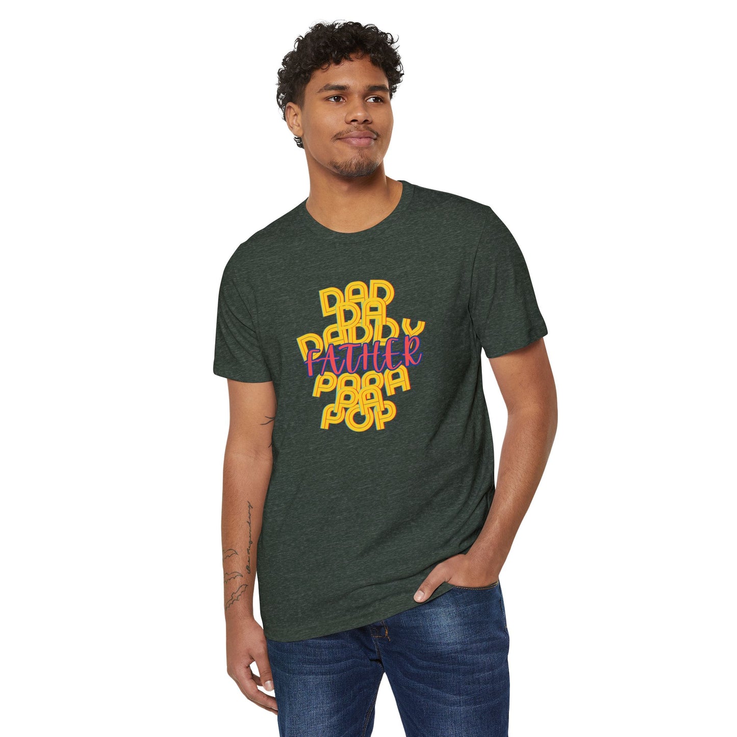 Father Dad Papa Unisex Recycled T-Shirt - Family Gift for Him, Eco-Friendly Tee, Father's Day Shirt, Dad Birthday Present, Sustainable