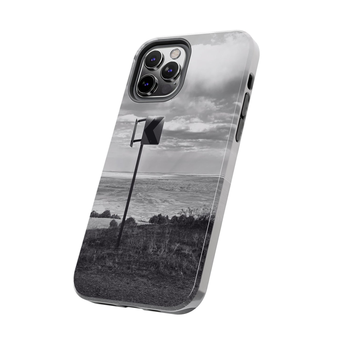 Road Sign Tough Phone Cases, iPhone & Samsung cases, wireless charging, black and white photo, nature, original art, gift birthday Christmas
