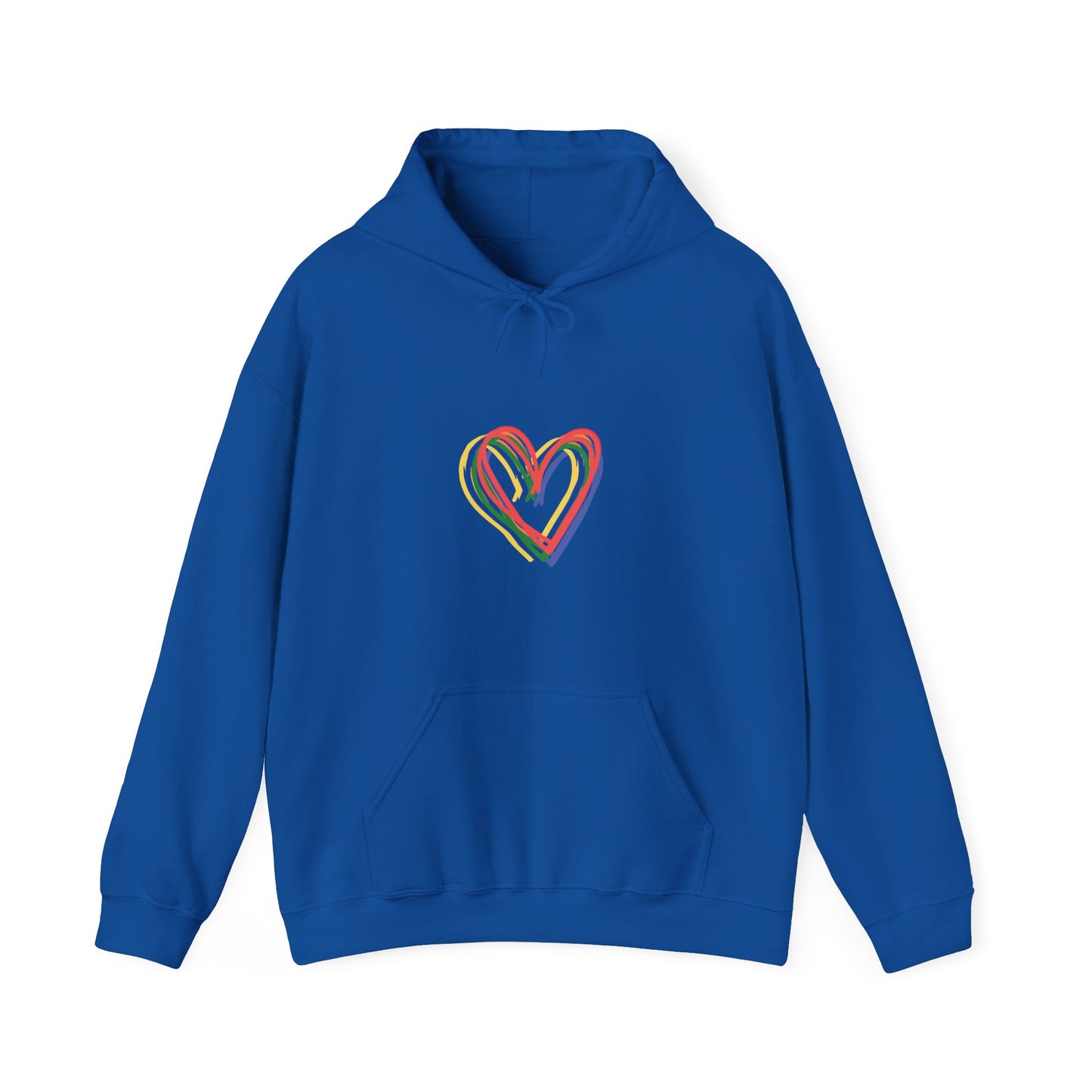Rainbow Hearts Unisex Heavy Blend™ Hooded Sweatshirt, Love, Pride, hoodie, warm, soft, gift, gender neutral, men, women, teens, Valentines