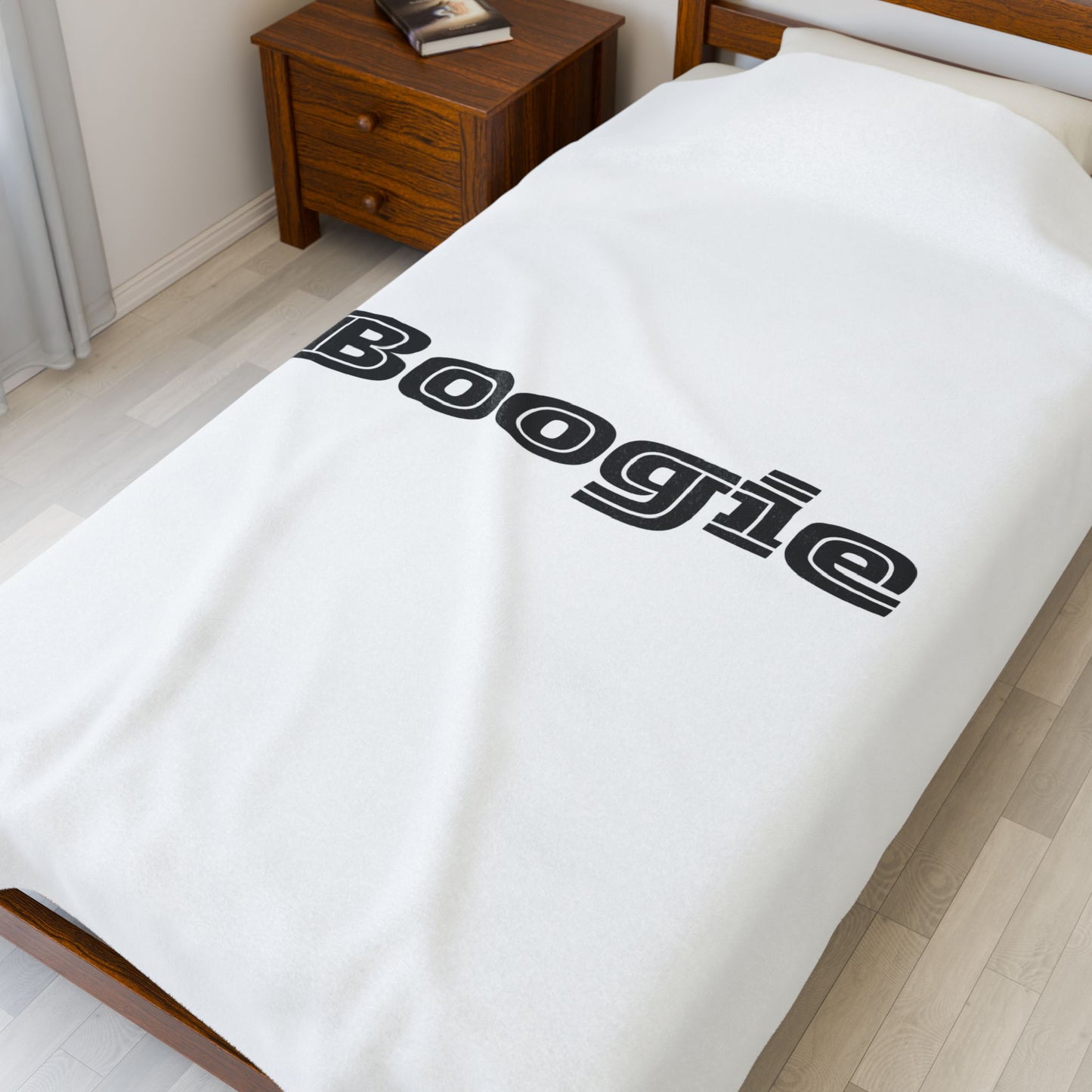 Boogie White Velveteen Blanket, Fun, Dance, Cozy Throw, Home Decor, Dorm, Bed Cover, Couch Blanket, Women Men Teens Kids Birthday Christmas