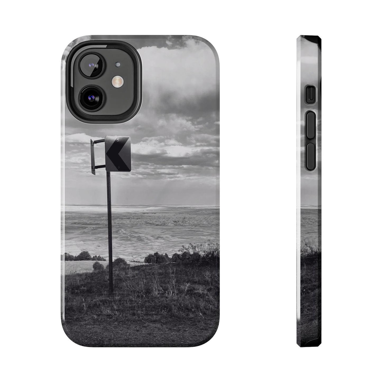 Road Sign Tough Phone Cases, iPhone & Samsung cases, wireless charging, black and white photo, nature, original art, gift birthday Christmas