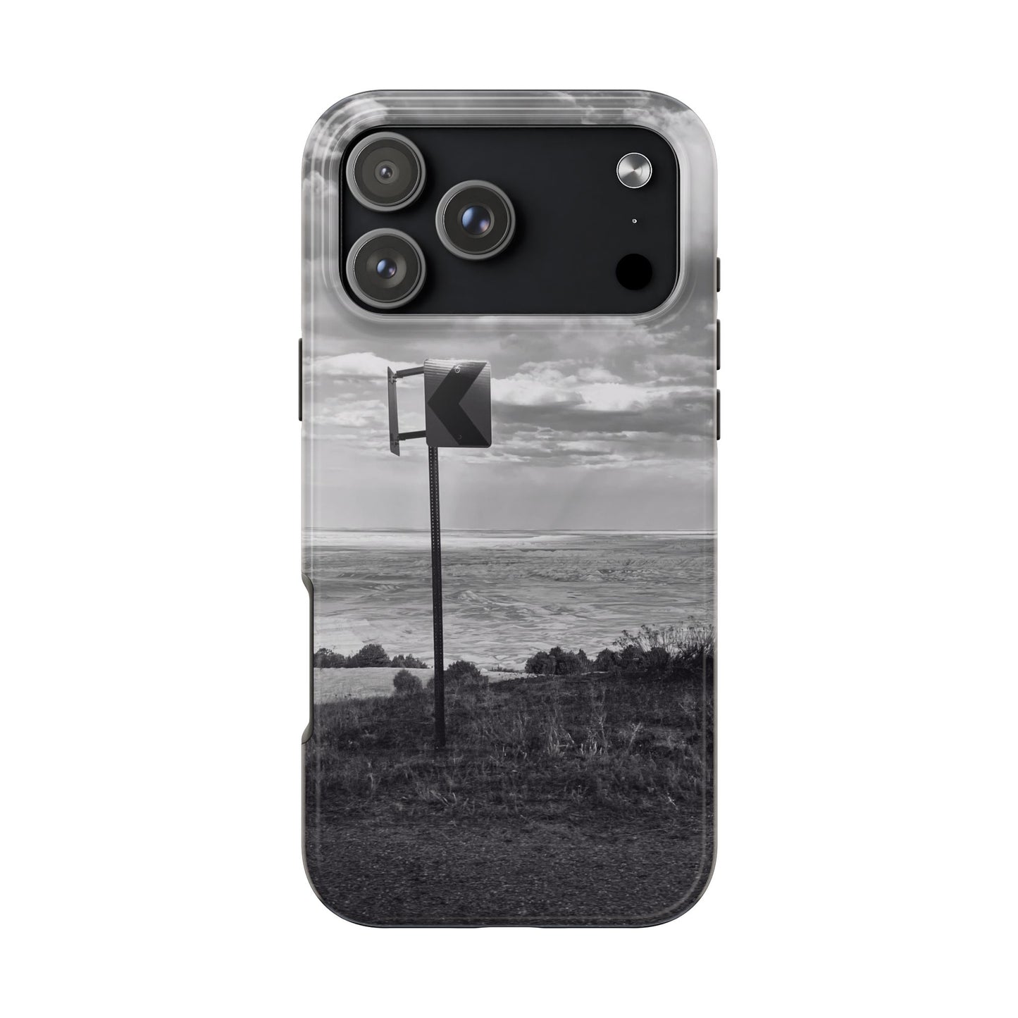 Road Sign Tough Phone Cases, iPhone & Samsung cases, wireless charging, black and white photo, nature, original art, gift birthday Christmas