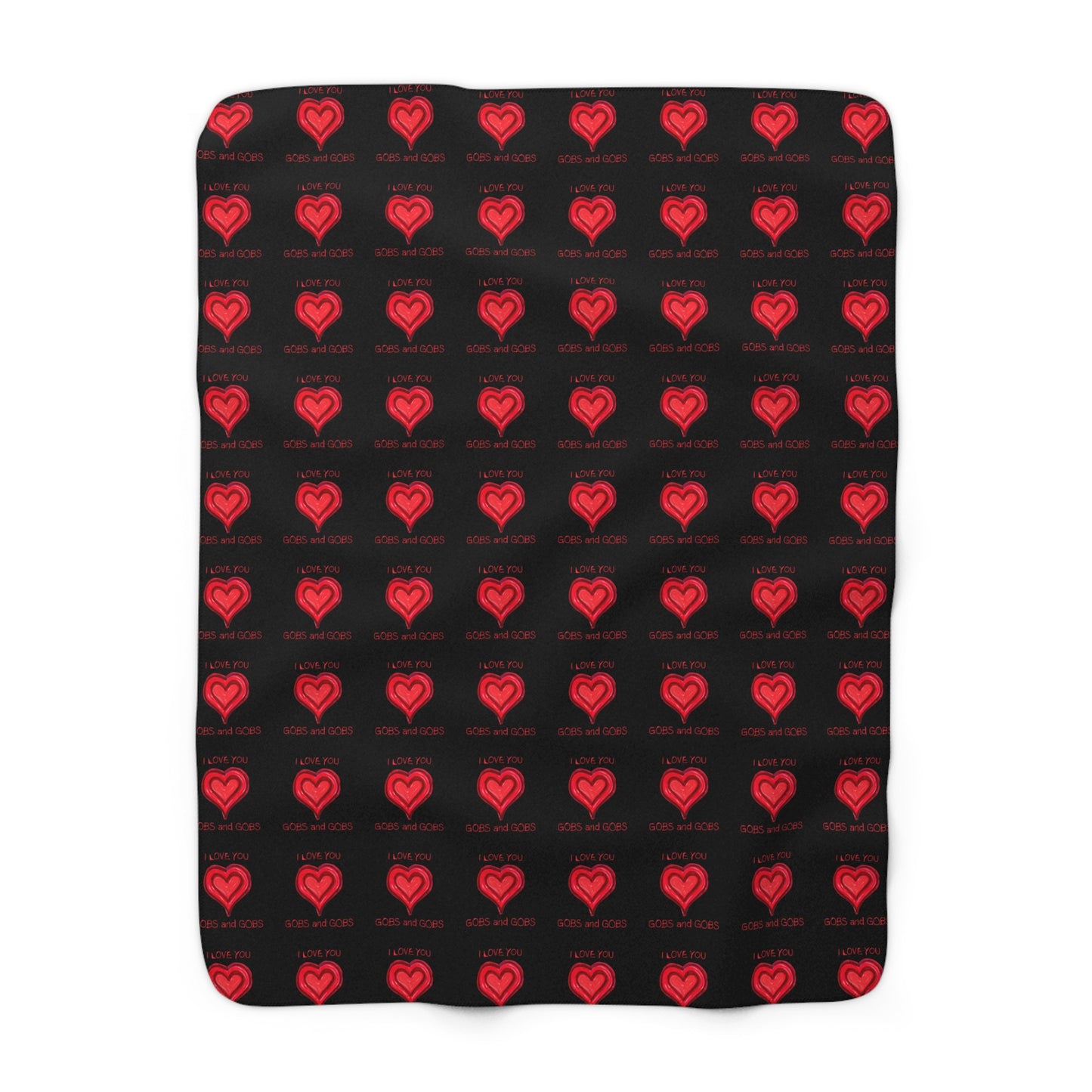Black Hearts Sherpa Fleece Blanket, I Love You Gobs and Gobs, Cozy Warm Throw, Valentine's Day Gift, Home Decor Accent, Bedding Accessories