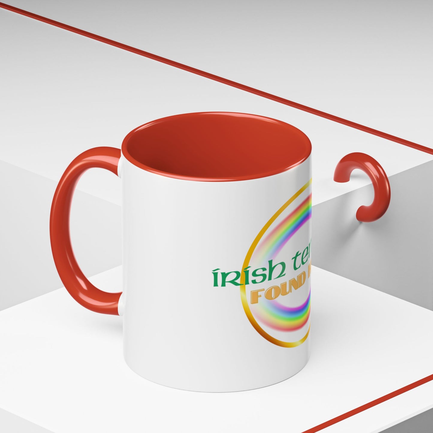 Coffee Mug - Irish Temper Found Here, Rainbow Design, BPA-Free Ceramic, St Patricks Gift