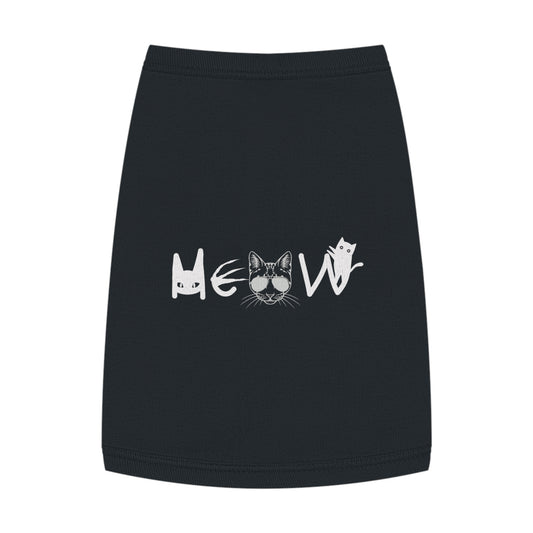 Meow Black Pet Tank Top, pet shirts, pet clothes, funny dog clothes, gifts, sarcastic, pet fashions, attitude, dog shirts, cat shirts