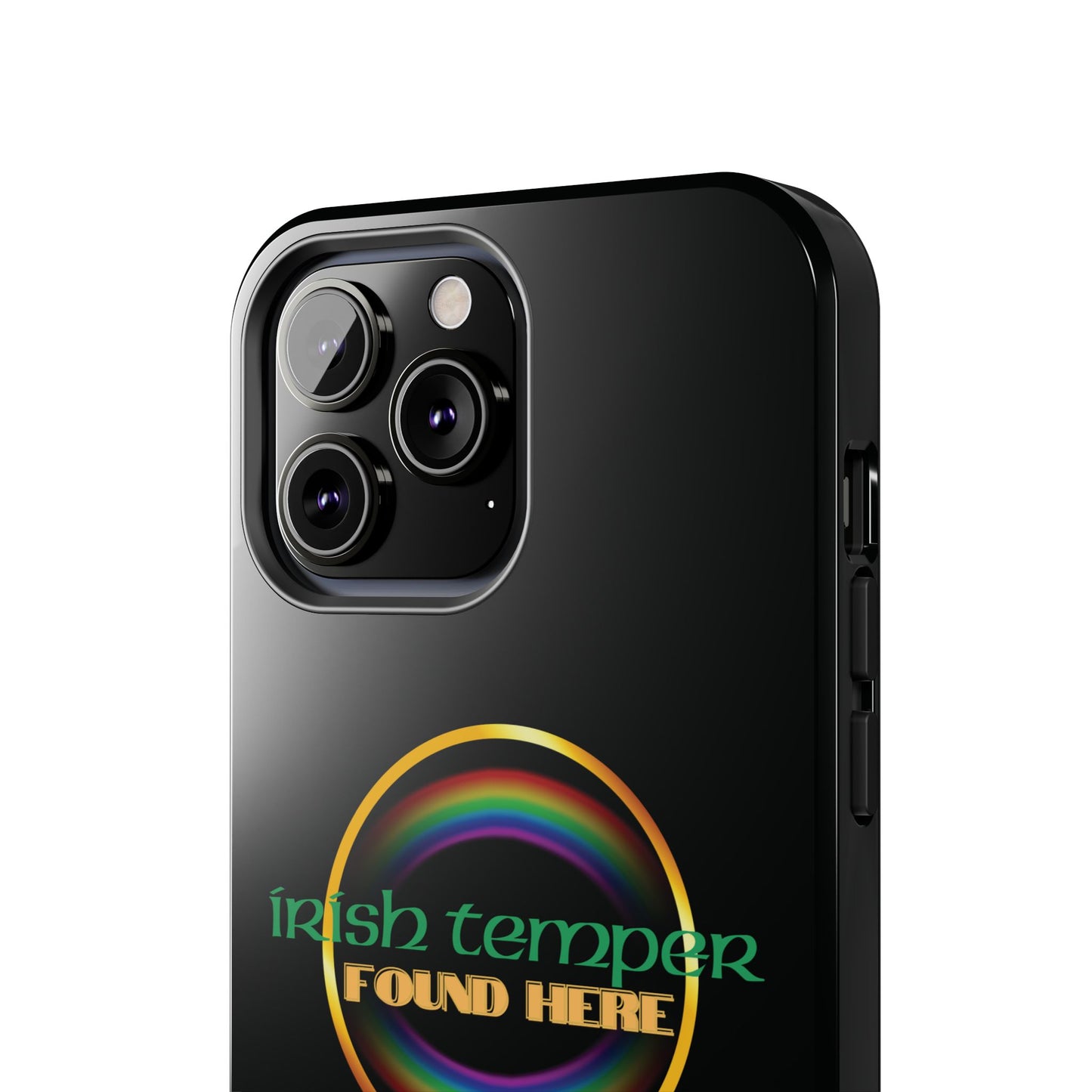 Irish Temper Found Here Black Tough Phone Cases, iPhone & Samsung cases, wireless charging, gifts, St Patricks Day, Birthday, Christmas