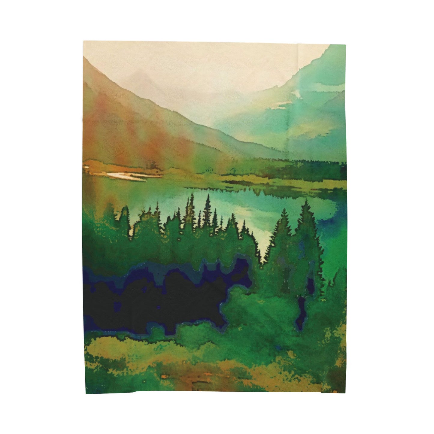 Mountain Lake Colorful Velveteen Blanket, Cozy Throw, Home Decor, Bed Cover, Vibrant Couch Blanket, Birthday Wedding Anniversary Christmas