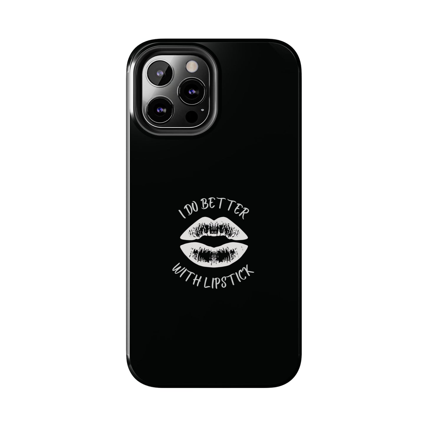 Glamorous Lipstick Tough Phone Cases - Empowered Gifts, Sassy Wireless Charging Cover, Fun Lips Samsung & iPhone Cases, Black Design