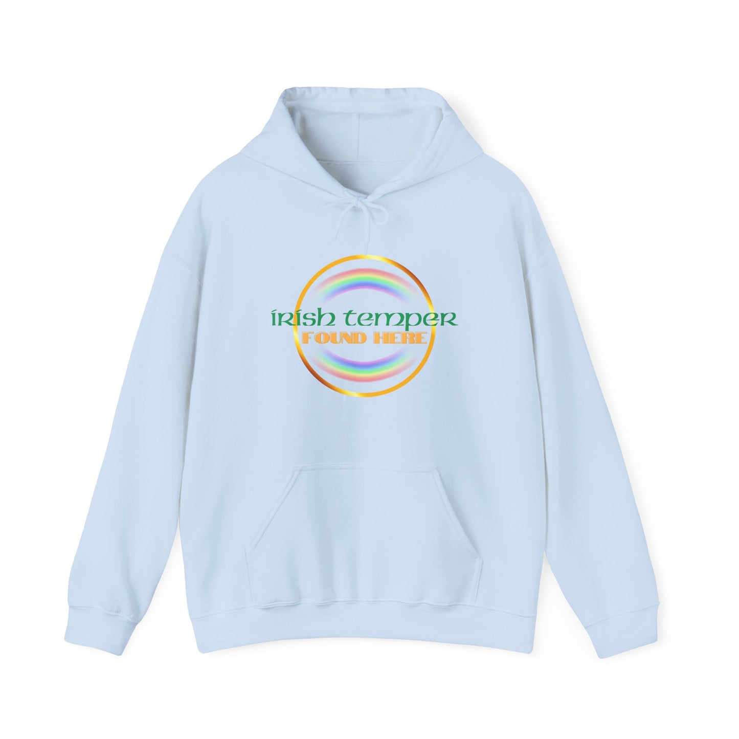 Irish Temper Found Here Unisex Heavy Blend™ Hooded Sweatshirt, rainbow, hoodie, warm, soft, gift, gender neutral, men, women, St Patricks
