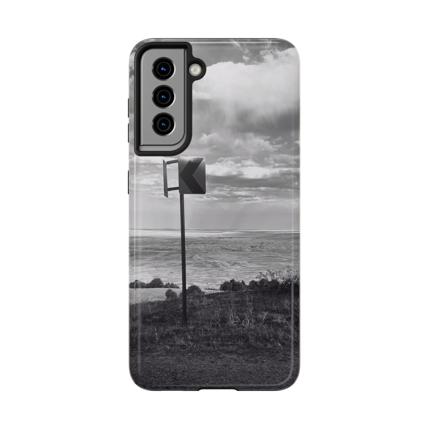 Road Sign Tough Phone Cases, iPhone & Samsung cases, wireless charging, black and white photo, nature, original art, gift birthday Christmas