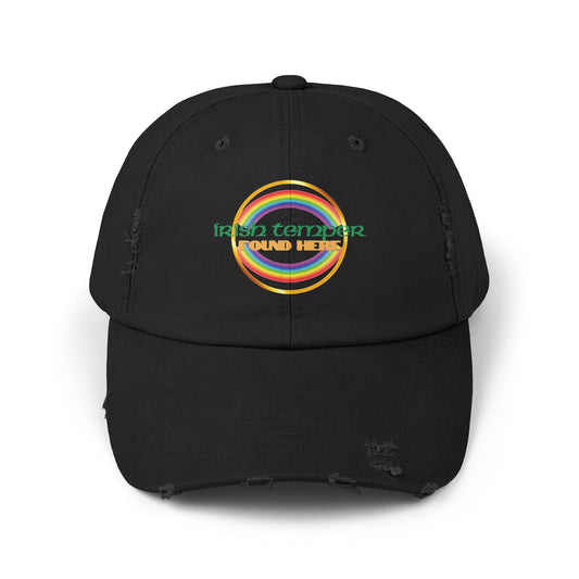 Irish Temper Found Here Funny Unisex Distressed Cap