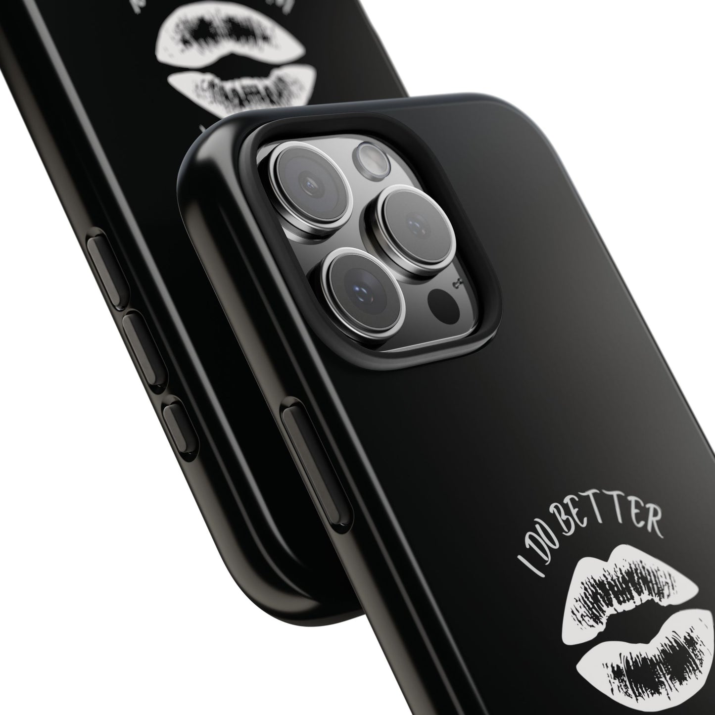 Glamorous Lipstick Tough Phone Cases - Empowered Gifts, Sassy Wireless Charging Cover, Fun Lips Samsung & iPhone Cases, Black Design