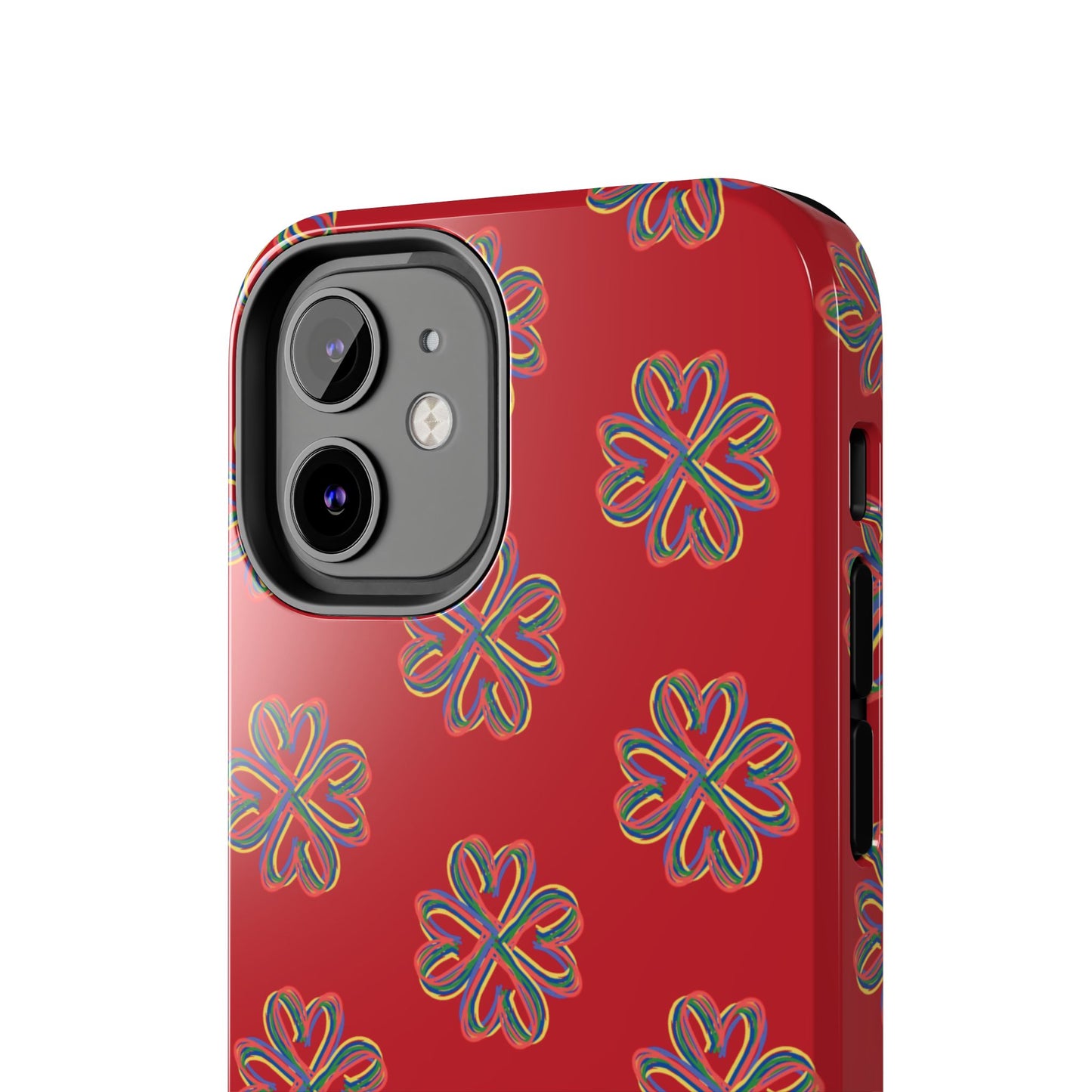 Floral Tough Phone Case, Red Phone Cover, Protective Tech Accessory, Botanical Phone Shell, Gift for Gardeners, Colorful, Wireless Charging