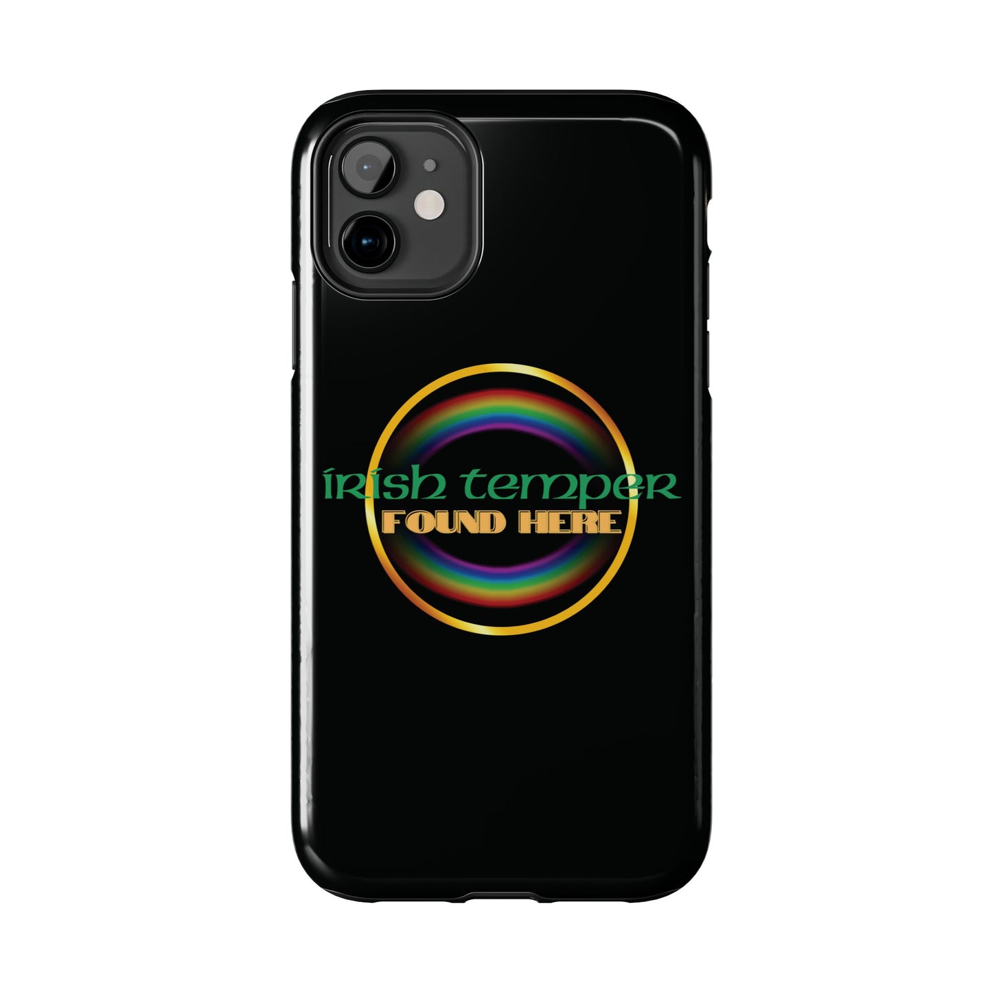 Irish Temper Found Here Black Tough Phone Cases, iPhone & Samsung cases, wireless charging, gifts, St Patricks Day, Birthday, Christmas