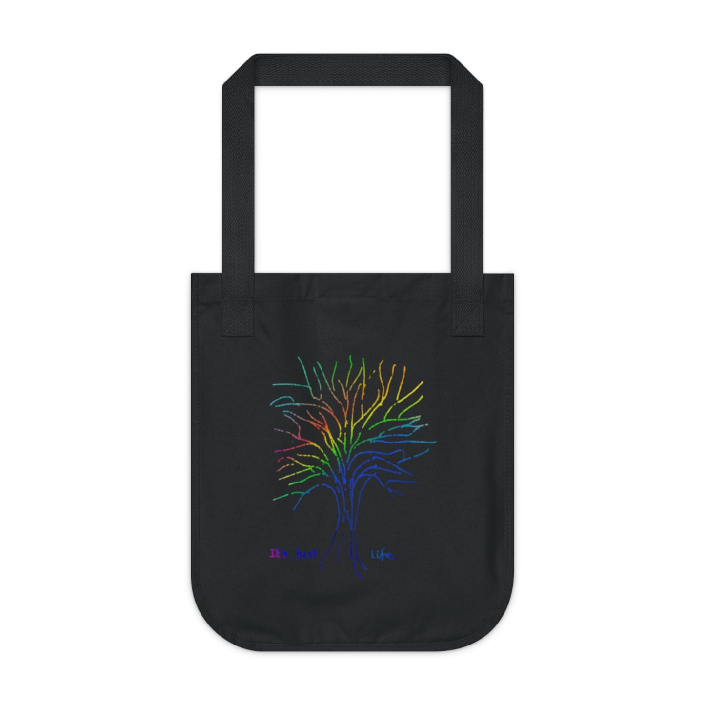 Its Just Life Rainbow Tree Organic Canvas Tote Bag, Groceries, Shopping, Eco Friendly, Gift Bags, 100% Organic Cotton, Beige, Black, Navy
