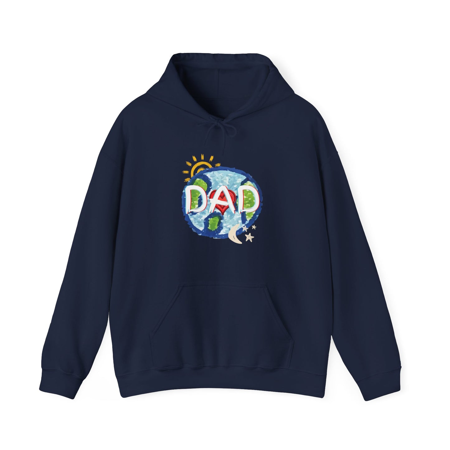 DAD Hooded Sweatshirt - Whole World Sun Moon & Stars Heart Love Fathers Day Gift for Men