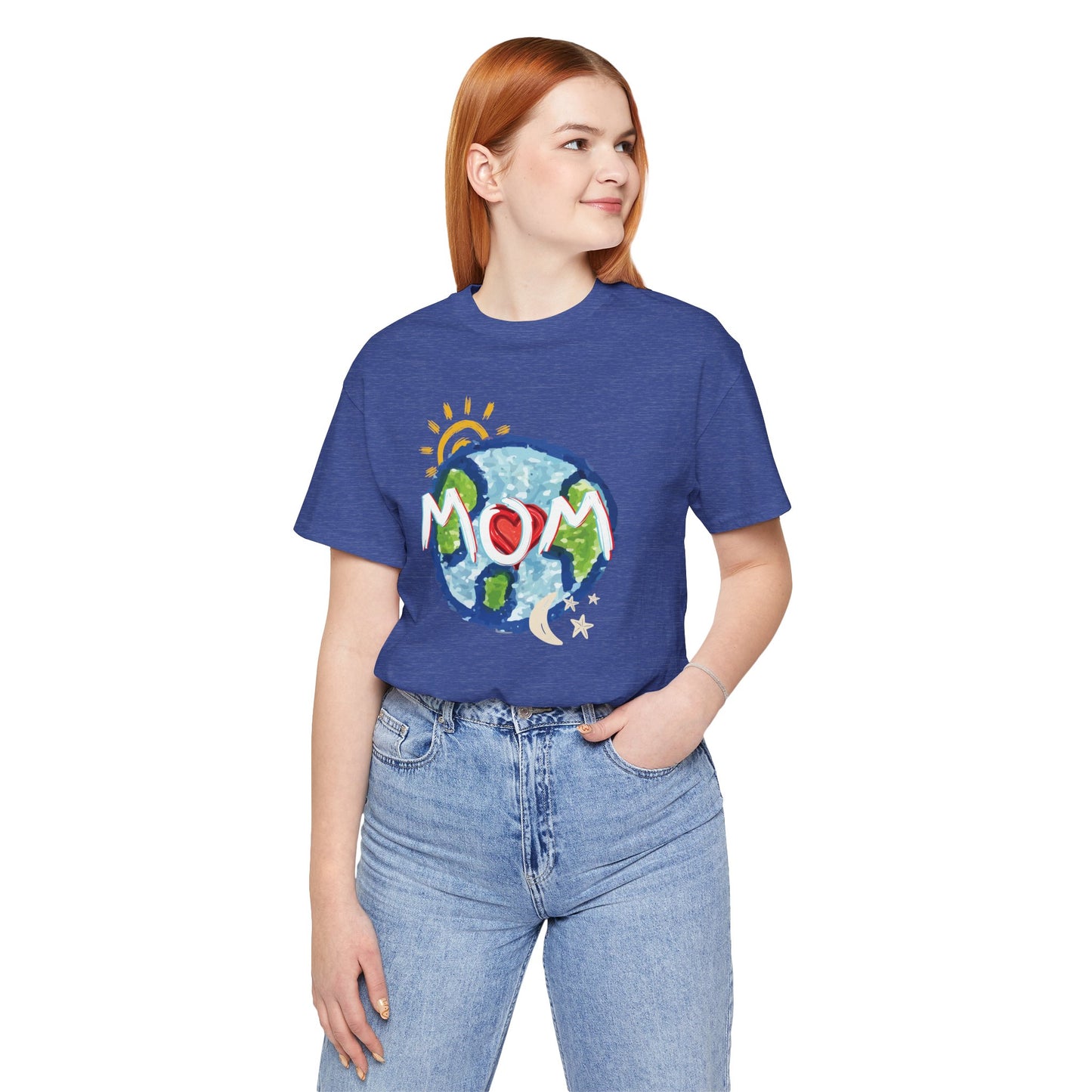 MOM Unisex Tee, Whole World, Sun Moon Stars, Heart, Love, Mothers Day, Gifts for Women, Comfy, Soft, Casual, Gender Neutral, Short Sleeves