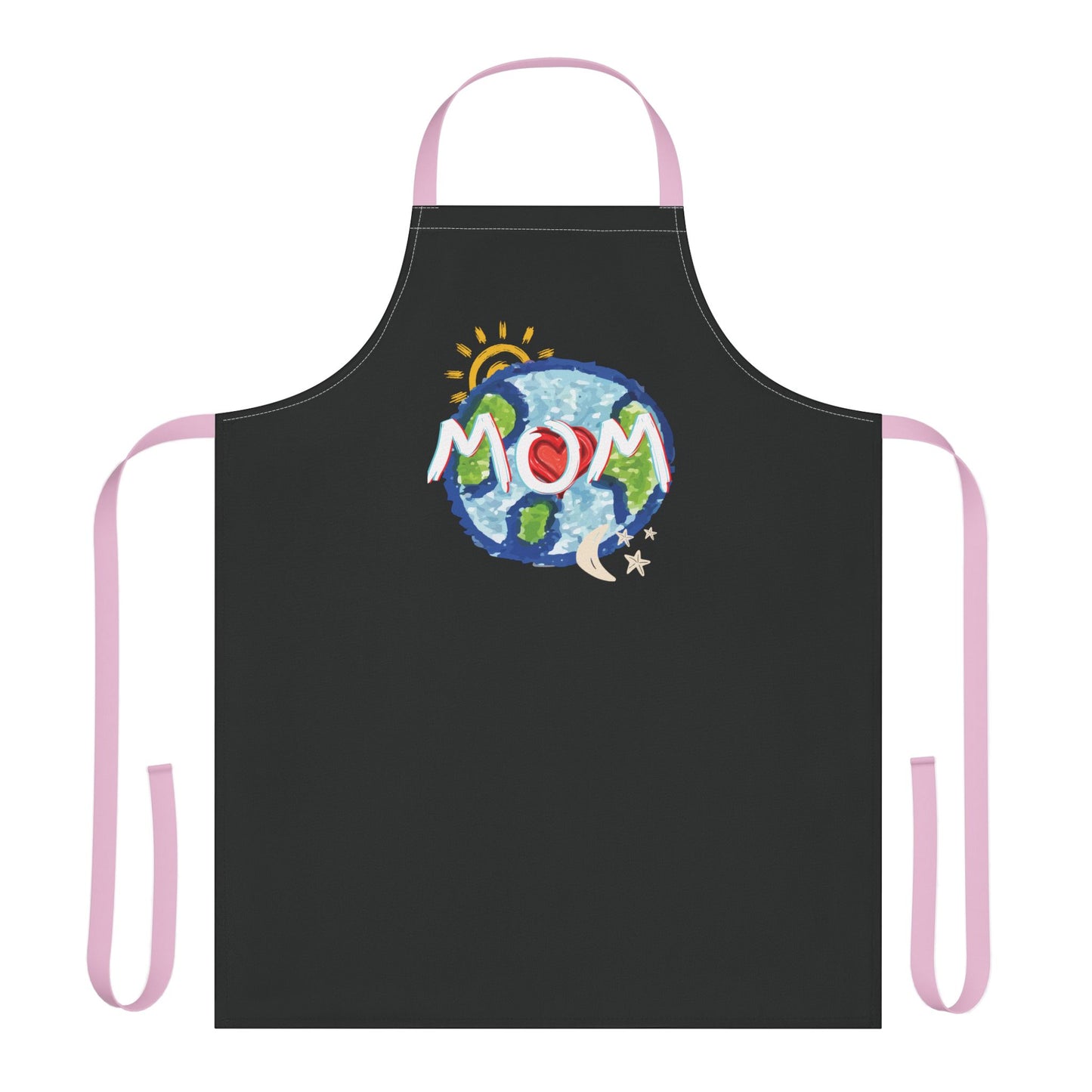Apron, MOM Chefs Whole World Sun Moon Stars Heart Love Mothers Day Gifts for Women Grilling Cooking BBQ Kitchen