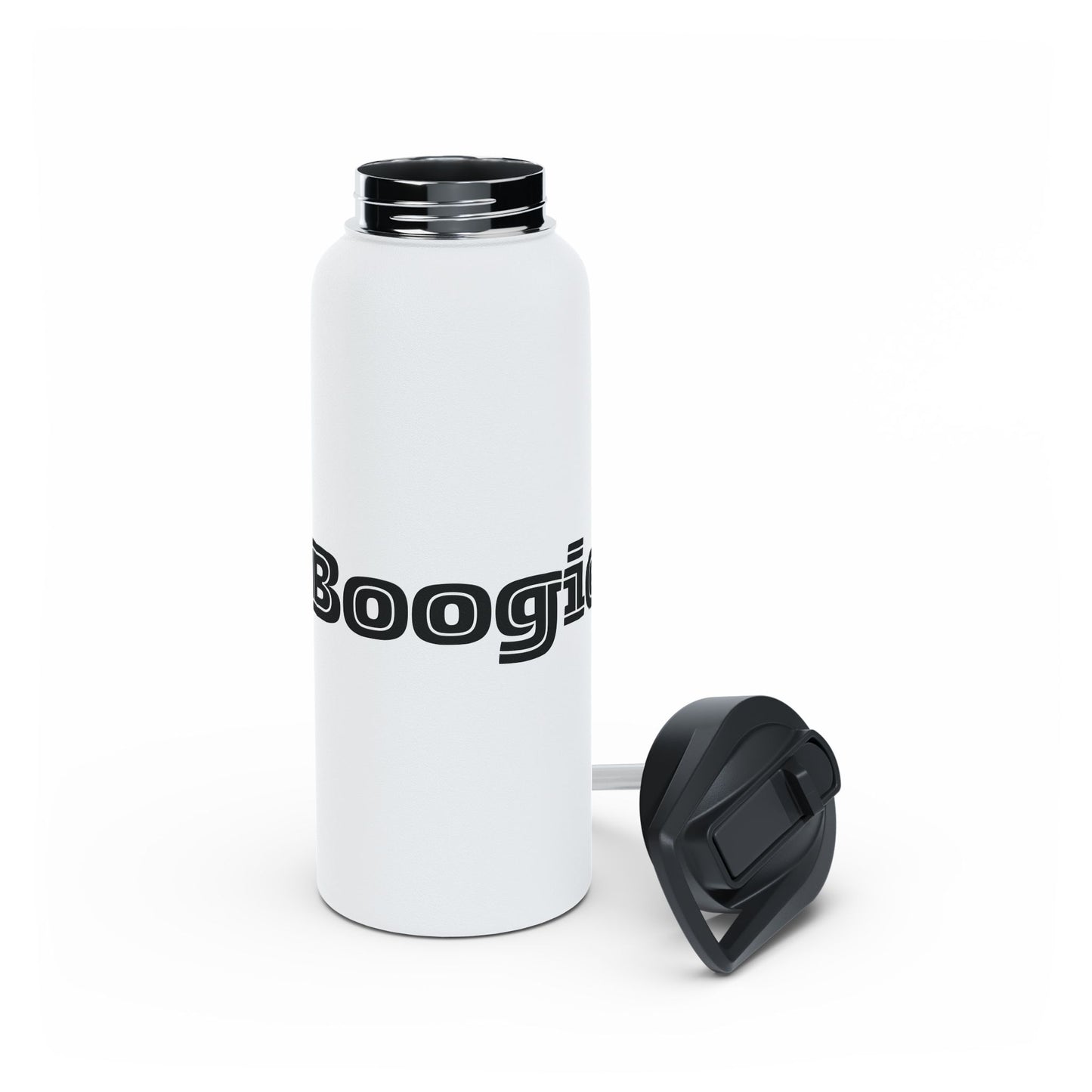 Boogie White Stainless Steel Water Bottle, Gender Neutral, Gift, Exercise Run Workout, Eco BPA-free, Women Men Teens Gift Birthday Christmas