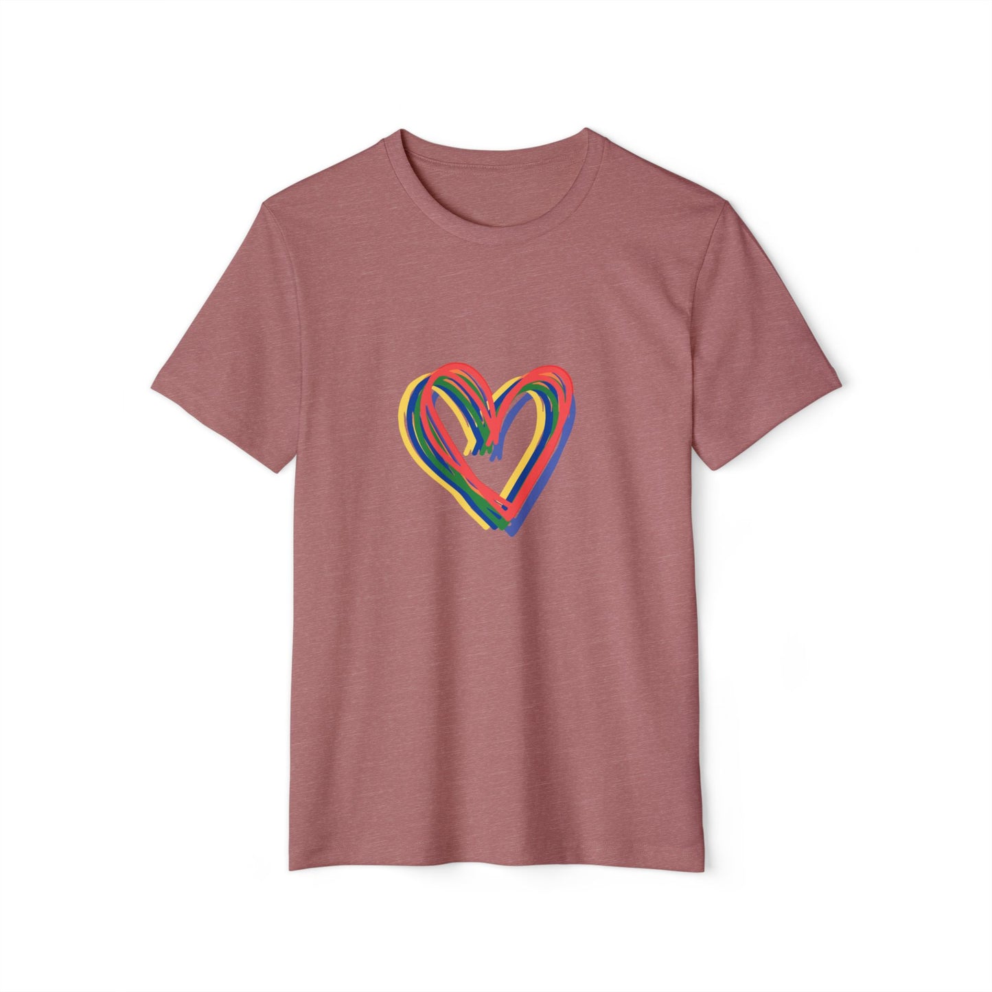 Rainbow Hearts Unisex T-Shirt, Sustainable Recycled Tee, Eco-Friendly Graphic Shirt, LGBTQ Pride Apparel, Love Rainbow Clothing