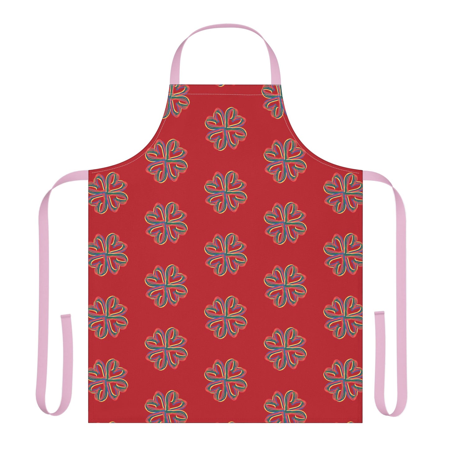 Red Colorful Floral Unisex Chefs Apron, Grilling, Cooking, Kitchen, Gender Neutral, Gifts, Women, Men, Friends, Teens, Birthday, Christmas