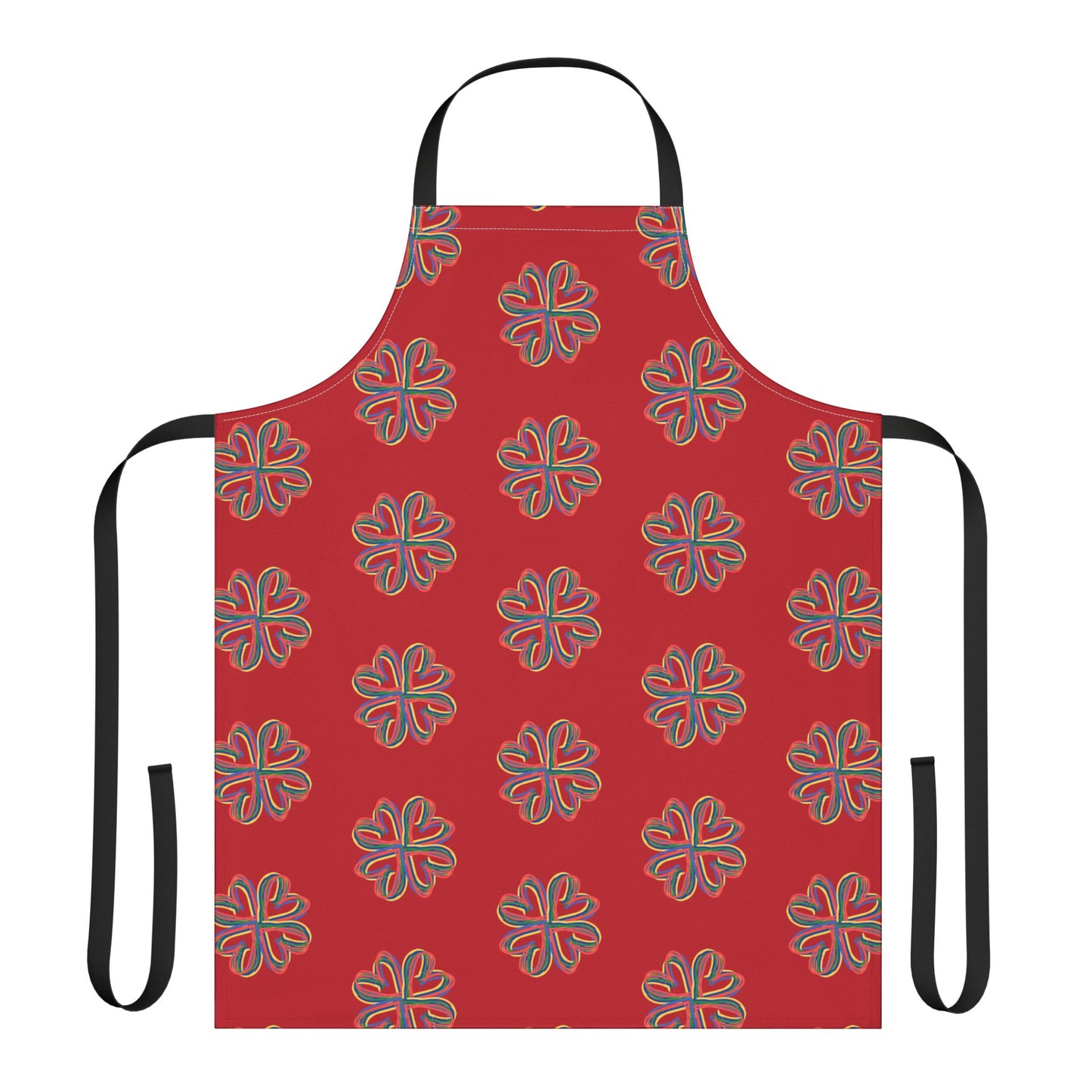 Red Colorful Floral Unisex Chefs Apron, Grilling, Cooking, Kitchen, Gender Neutral, Gifts, Women, Men, Friends, Teens, Birthday, Christmas