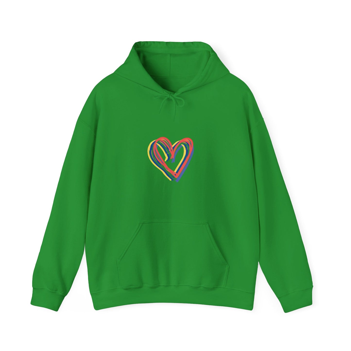 Rainbow Hearts Unisex Heavy Blend™ Hooded Sweatshirt, Love, Pride, hoodie, warm, soft, gift, gender neutral, men, women, teens, Valentines