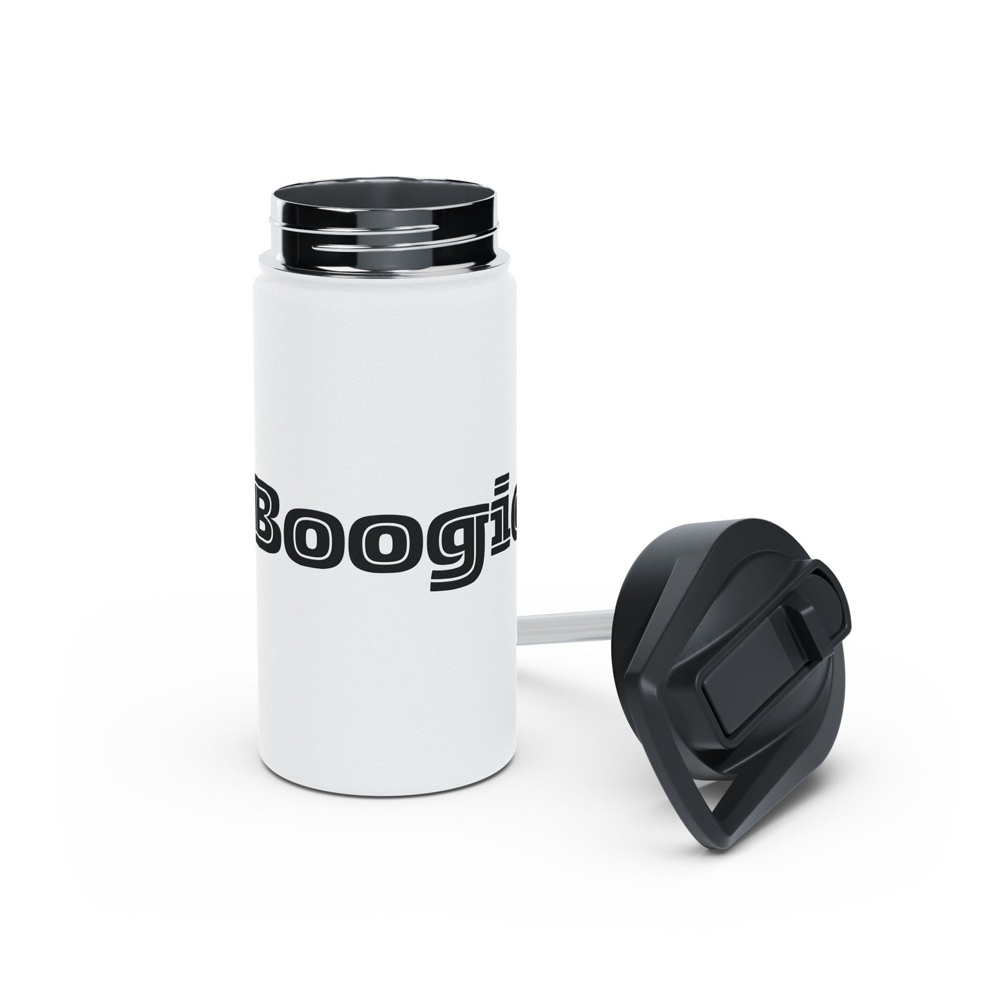 Boogie White Stainless Steel Water Bottle, Gender Neutral, Gift, Exercise Run Workout, Eco BPA-free, Women Men Teens Gift Birthday Christmas