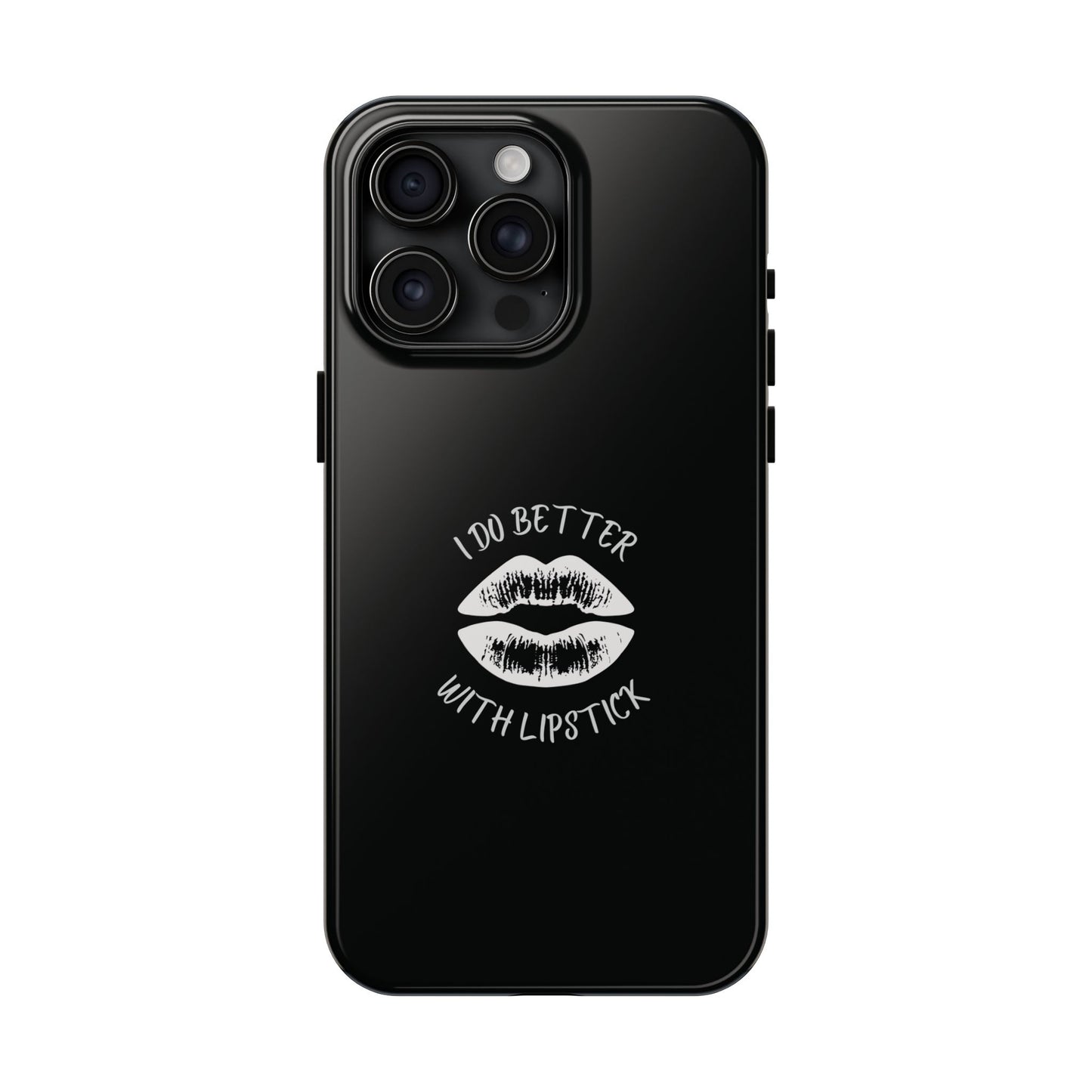 Glamorous Lipstick Tough Phone Cases - Empowered Gifts, Sassy Wireless Charging Cover, Fun Lips Samsung & iPhone Cases, Black Design