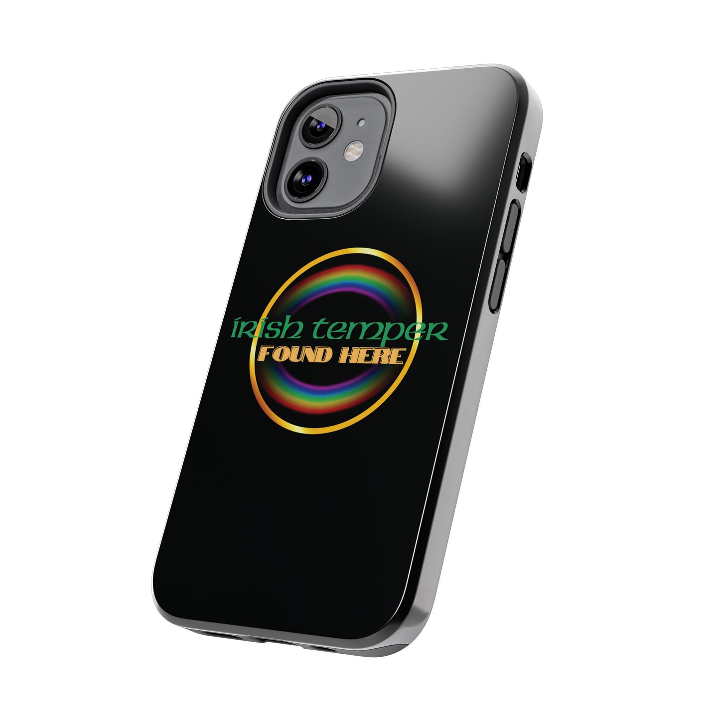 Irish Temper Found Here Black Tough Phone Cases, iPhone & Samsung cases, wireless charging, gifts, St Patricks Day, Birthday, Christmas