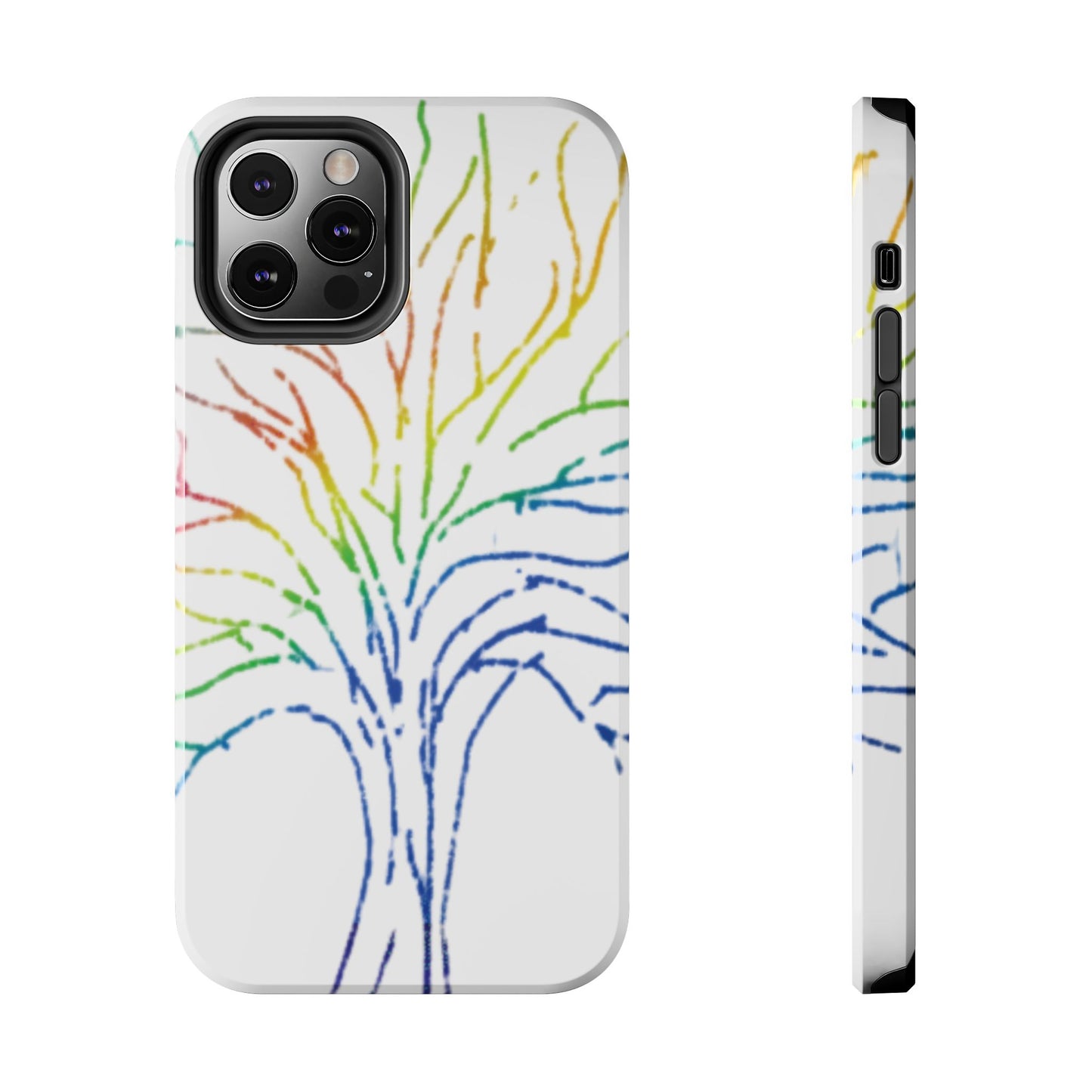 Rainbow Tree Tough Phone Cases - Colorful Nature Love Pride Gender Neutral Gifts for Friends, iPhone Samsung Wireless Charging Cover, LGBTQ+