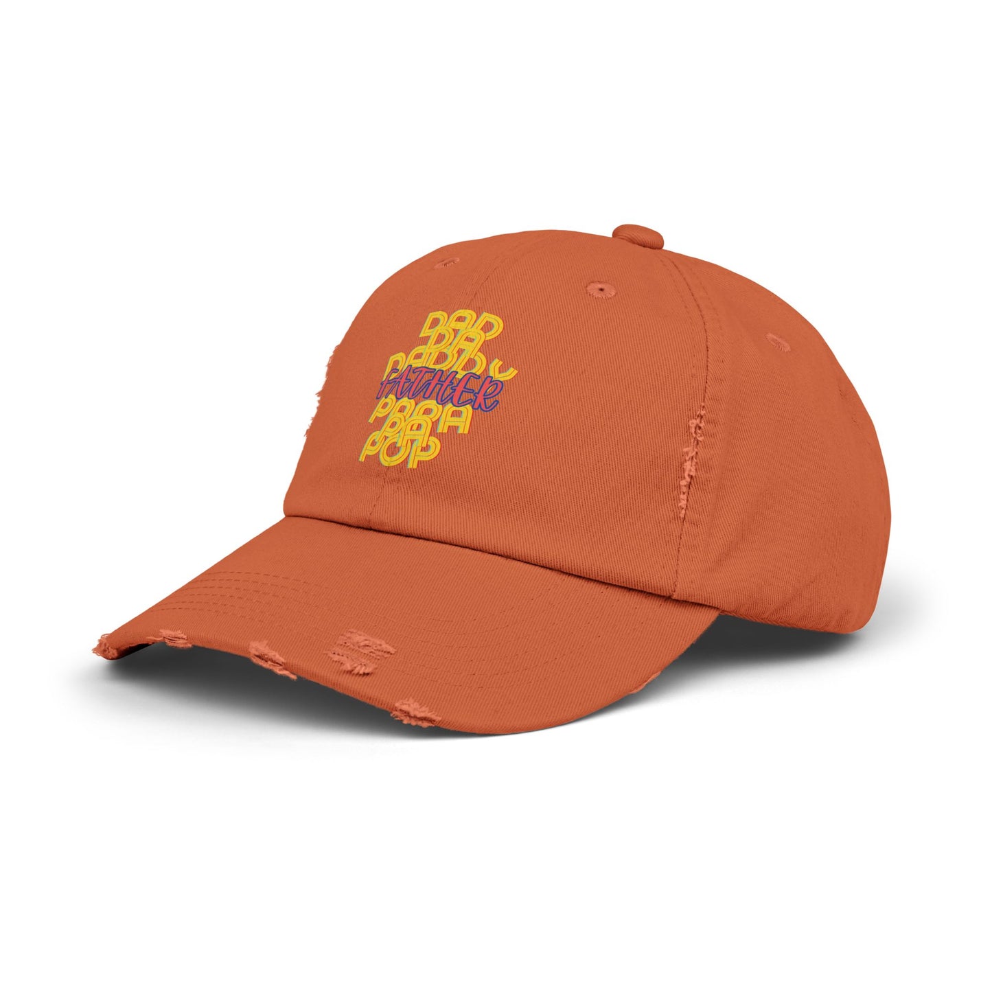Father Unisex Distressed Cap, Dad Da Daddy Papa Pa Pop, Fathers Day, Gift, Hats, Cotton Twill, Adjustable, Gifts for Men