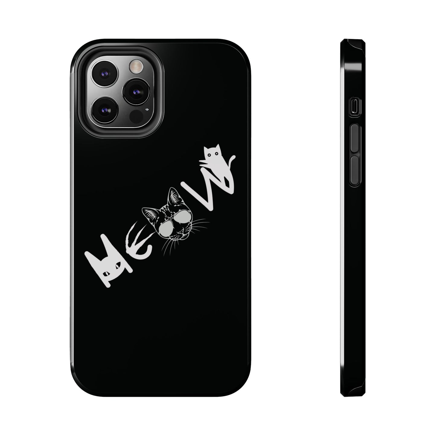 Meow Tough Phone Cases, iPhone & Samsung cases, wireless charging, cats, sassy, kitty, gender neutral, gifts, Halloween, birthday, Christmas