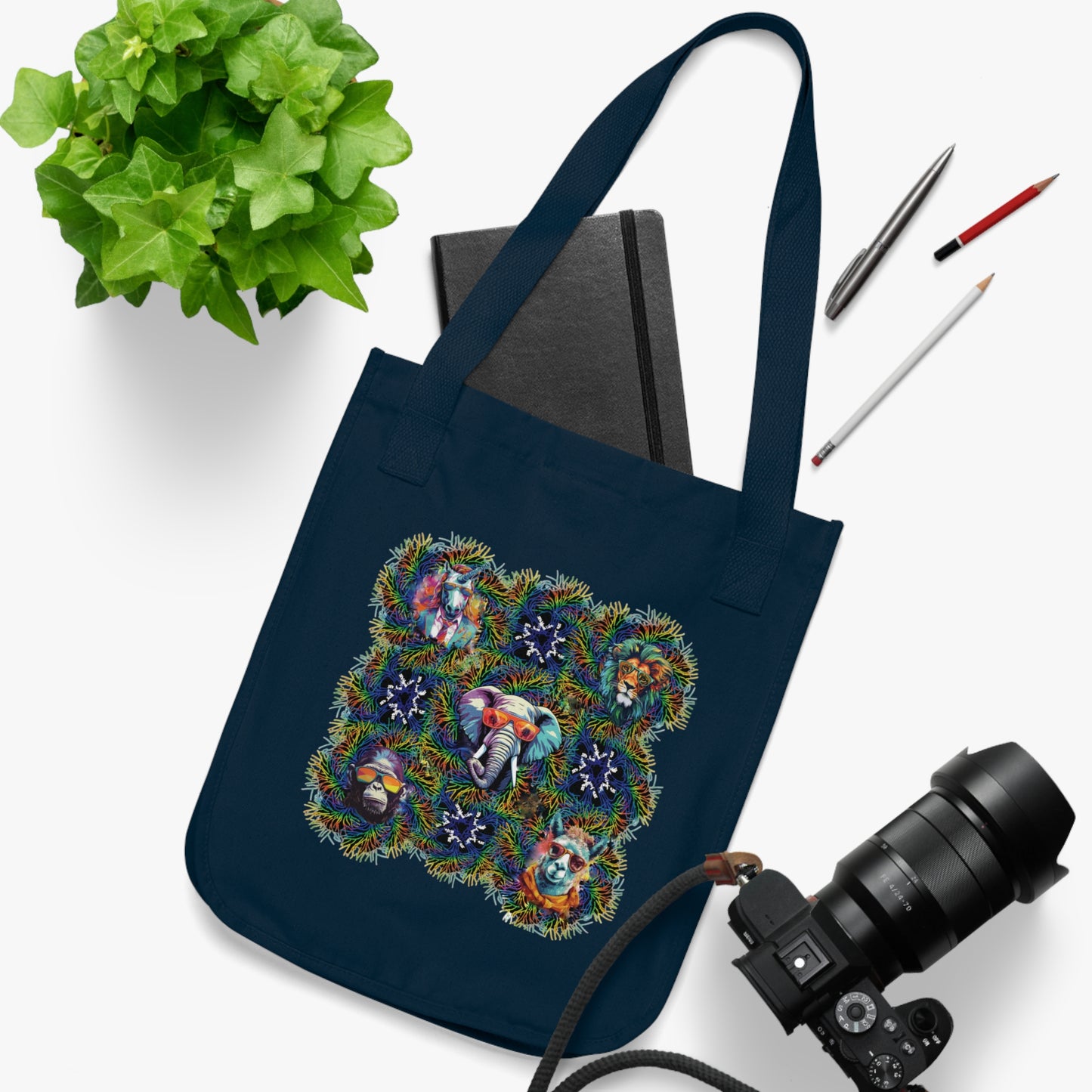 Wild & Cool Creatures Organic Canvas Tote Bag, Gender Neutral, Women, Men, Kids, Gift, Groceries, Shopping, Books, Eco, Birthday, Christmas