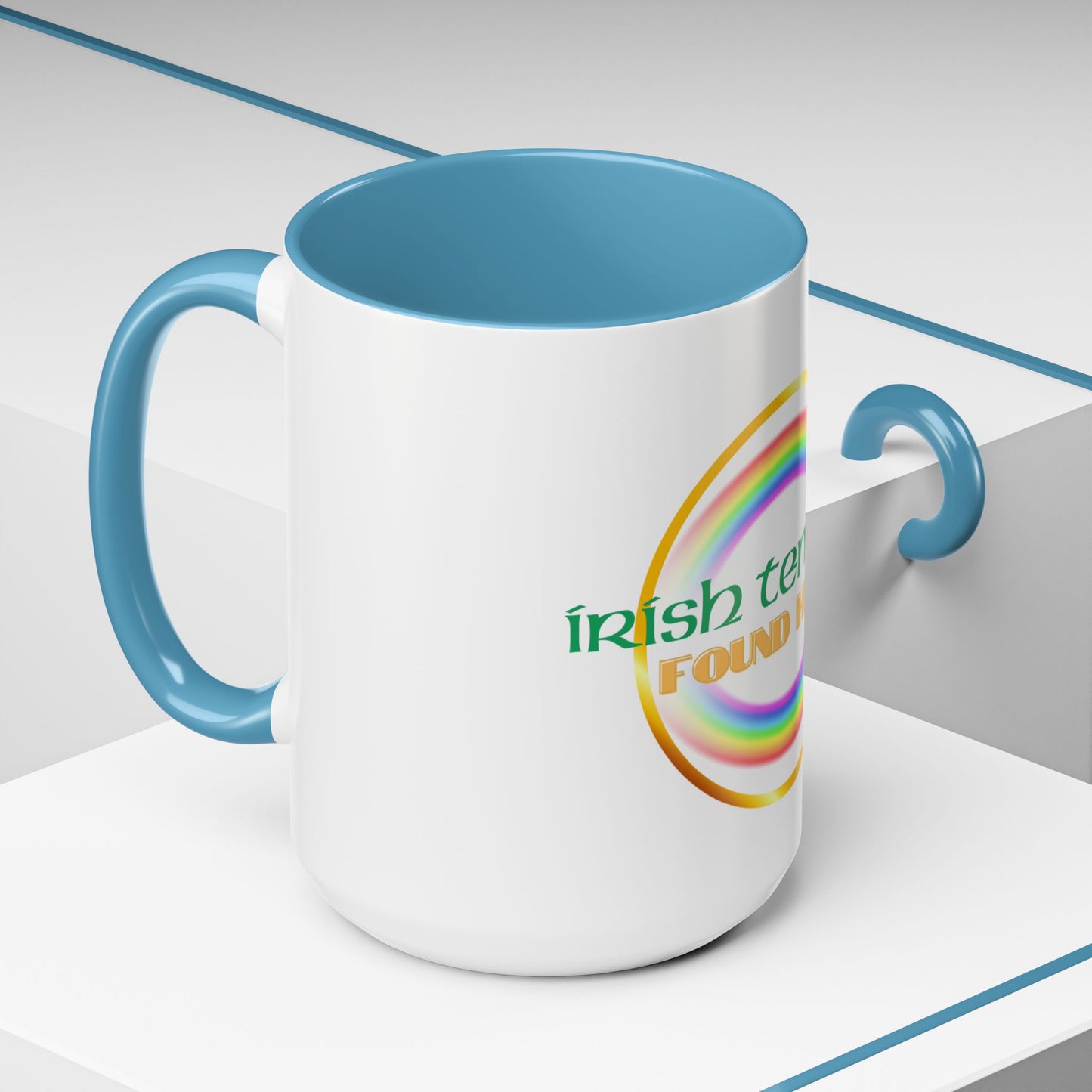 Coffee Mug - Irish Temper Found Here, Rainbow Design, BPA-Free Ceramic, St Patricks Gift