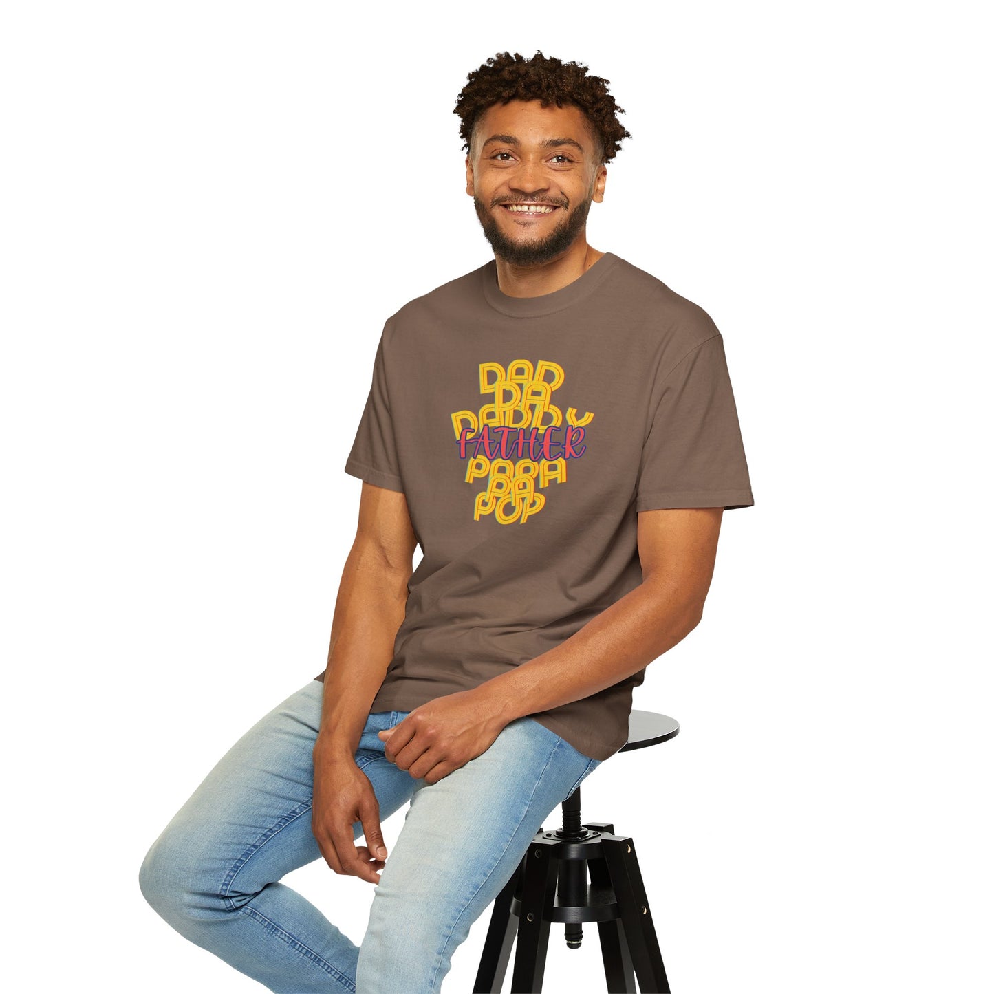 Father Unisex Garment-Dyed T-shirt - Dad Da Daddy Pop Pa Papa - Fathers Day Gifts - Comfy Soft Preshrunk Tee