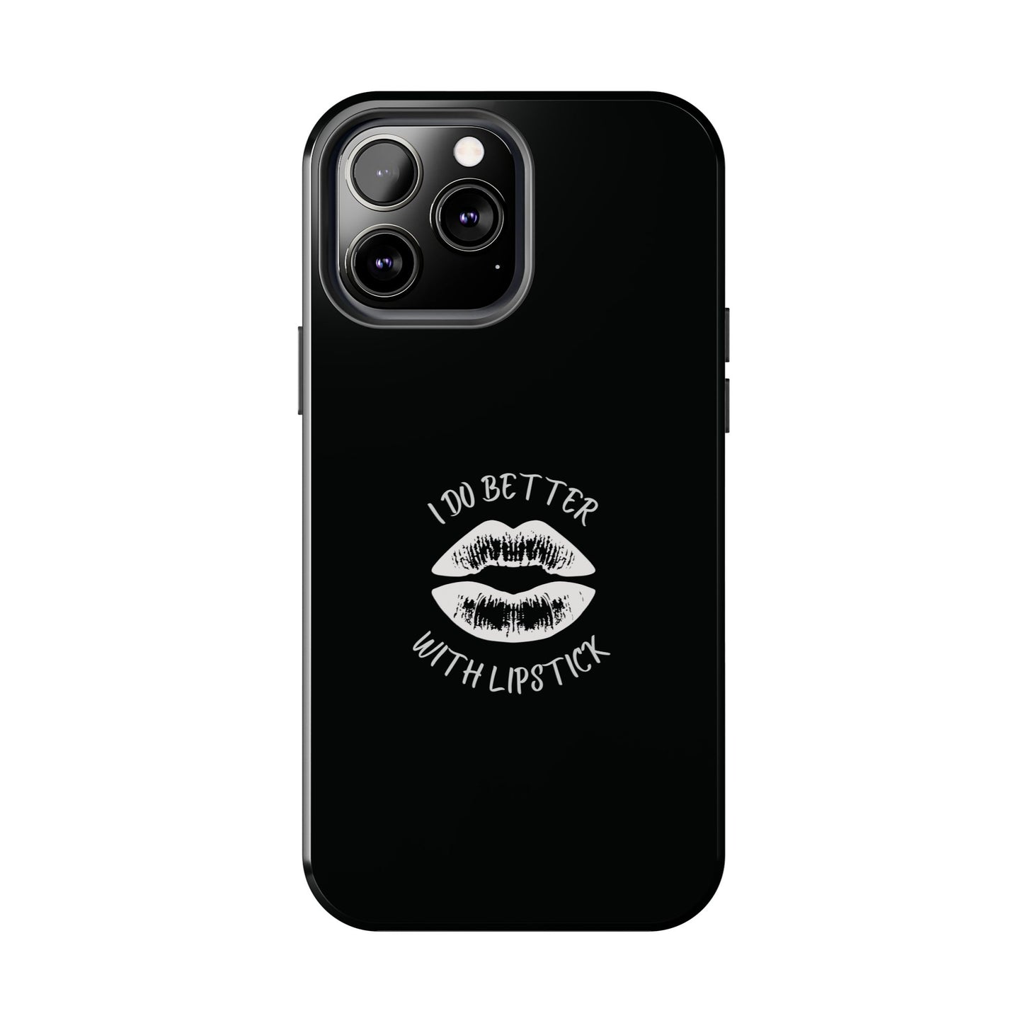 Glamorous Lipstick Tough Phone Cases - Empowered Gifts, Sassy Wireless Charging Cover, Fun Lips Samsung & iPhone Cases, Black Design