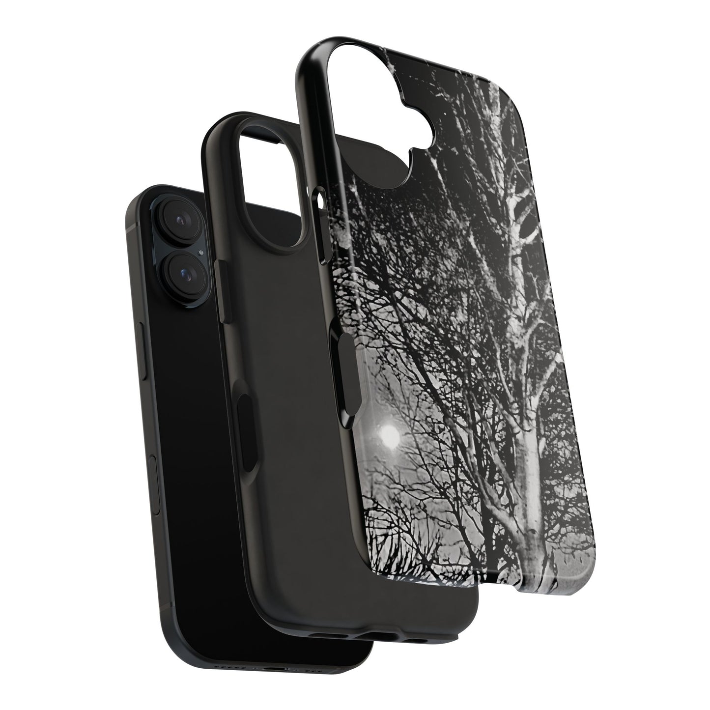 Worm Moon Night Trees Tough Phone Cases, iPhone & Samsung cases, wireless charging, trees, nature, spooky, original photo, gifts, Halloween