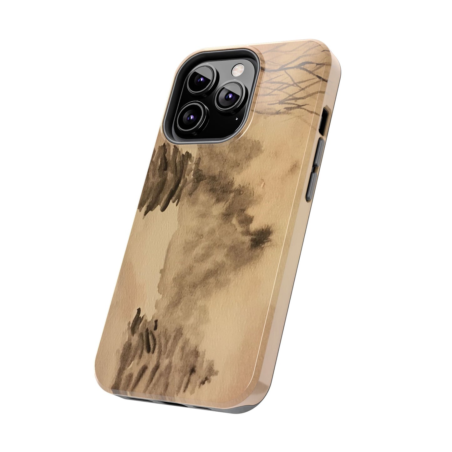 Winter Scene Tough Phone Cases, iPhone & Samsung cases, wireless charging, pine trees, snow, original watercolor artwork, gifts, Christmas