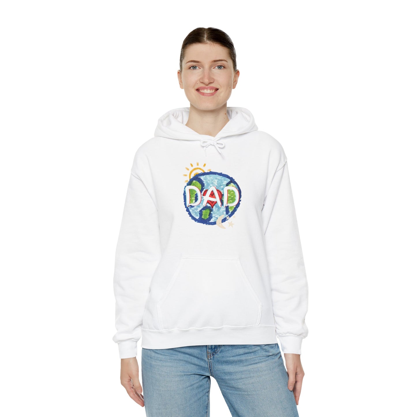 DAD Hooded Sweatshirt - Whole World Sun Moon & Stars Heart Love Fathers Day Gift for Men