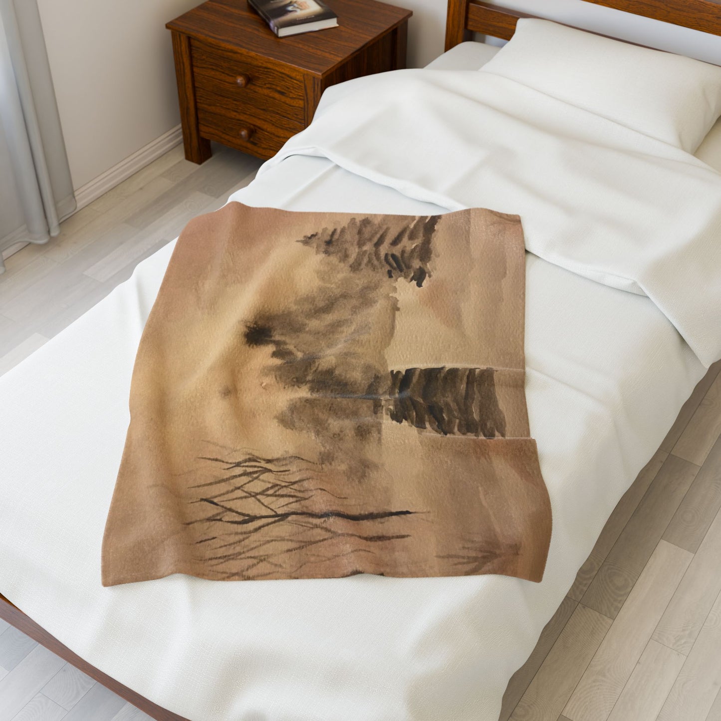 Winter Scene Velveteen Blanket, Cozy Throw, Home Decor, Gift, Bed Cover, Dorm, Warm, Soft, Couch Blanket, Birthday Anniversary Christmas