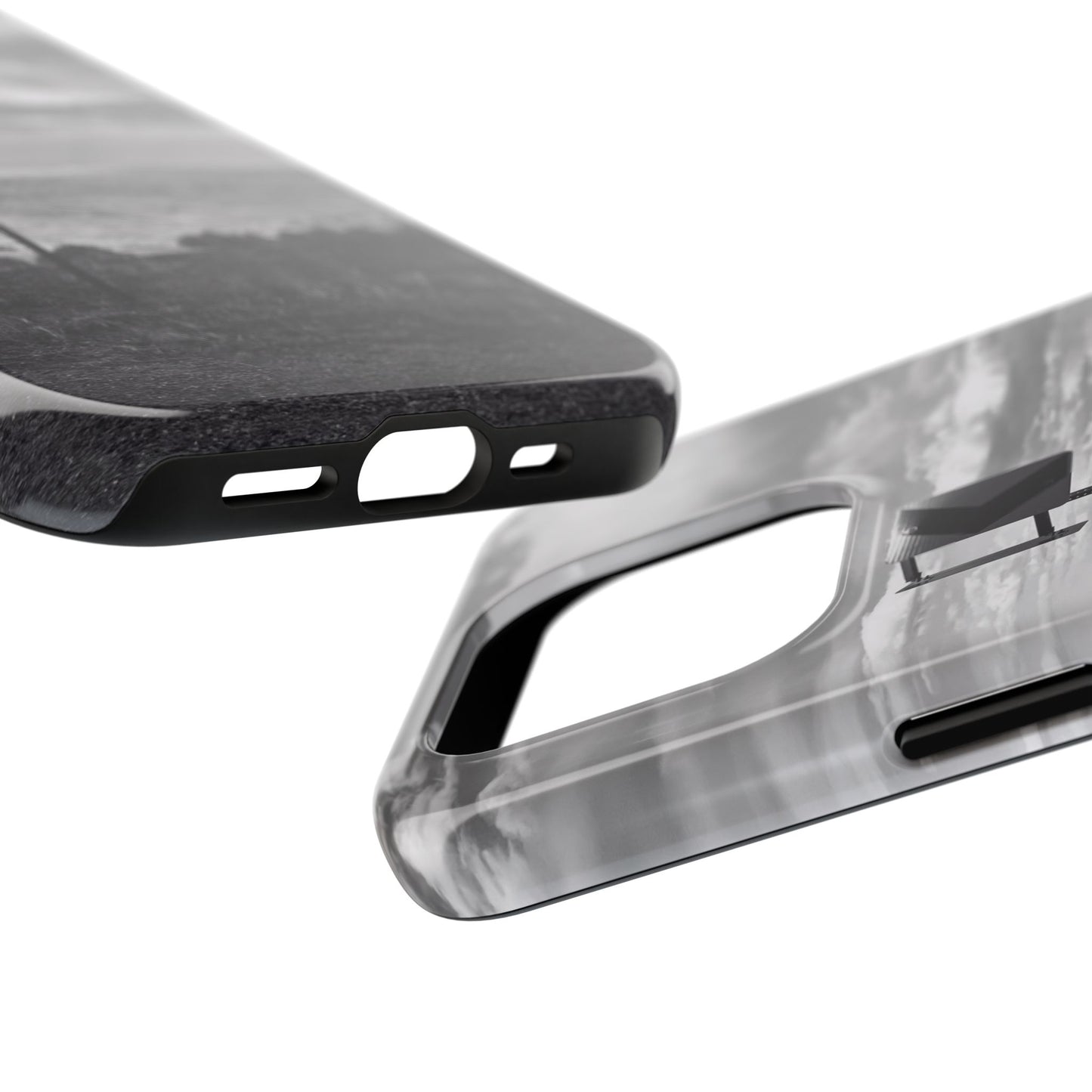 Road Sign Tough Phone Cases, iPhone & Samsung cases, wireless charging, black and white photo, nature, original art, gift birthday Christmas