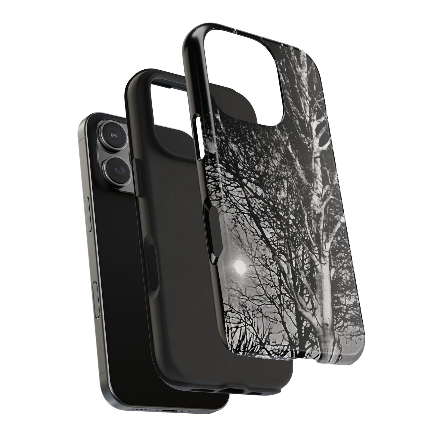 Worm Moon Night Trees Tough Phone Cases, iPhone & Samsung cases, wireless charging, trees, nature, spooky, original photo, gifts, Halloween
