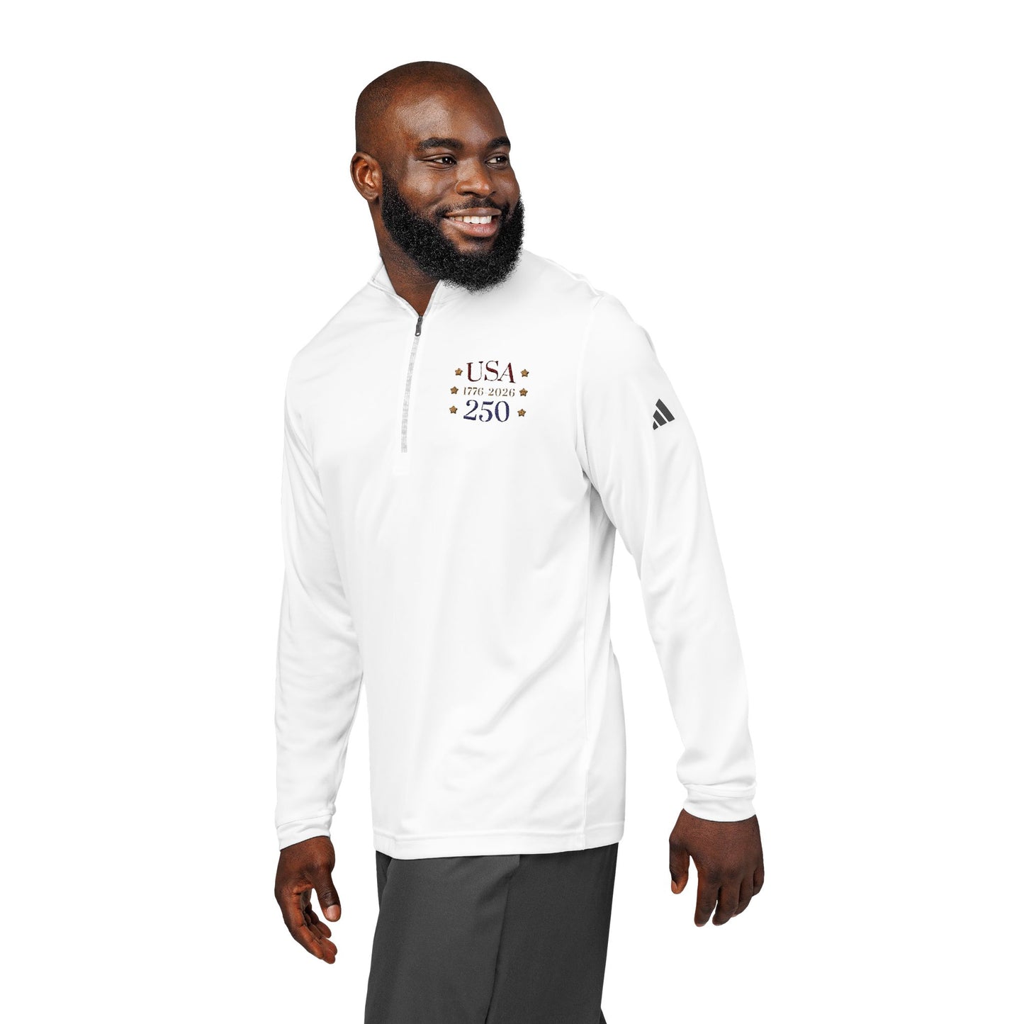 USA 250 Embroidered Quarter-Zip Pullover — 1776 Patriotic Sweatshirt