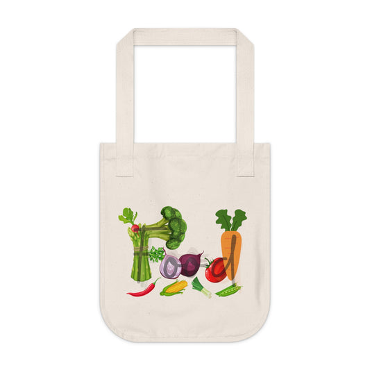 Food Organic Canvas Tote Bag, Vegetables, Produce, Groceries, Shopping, Eco Friendly, 100% Organic Cotton, Beige, Black, Navy
