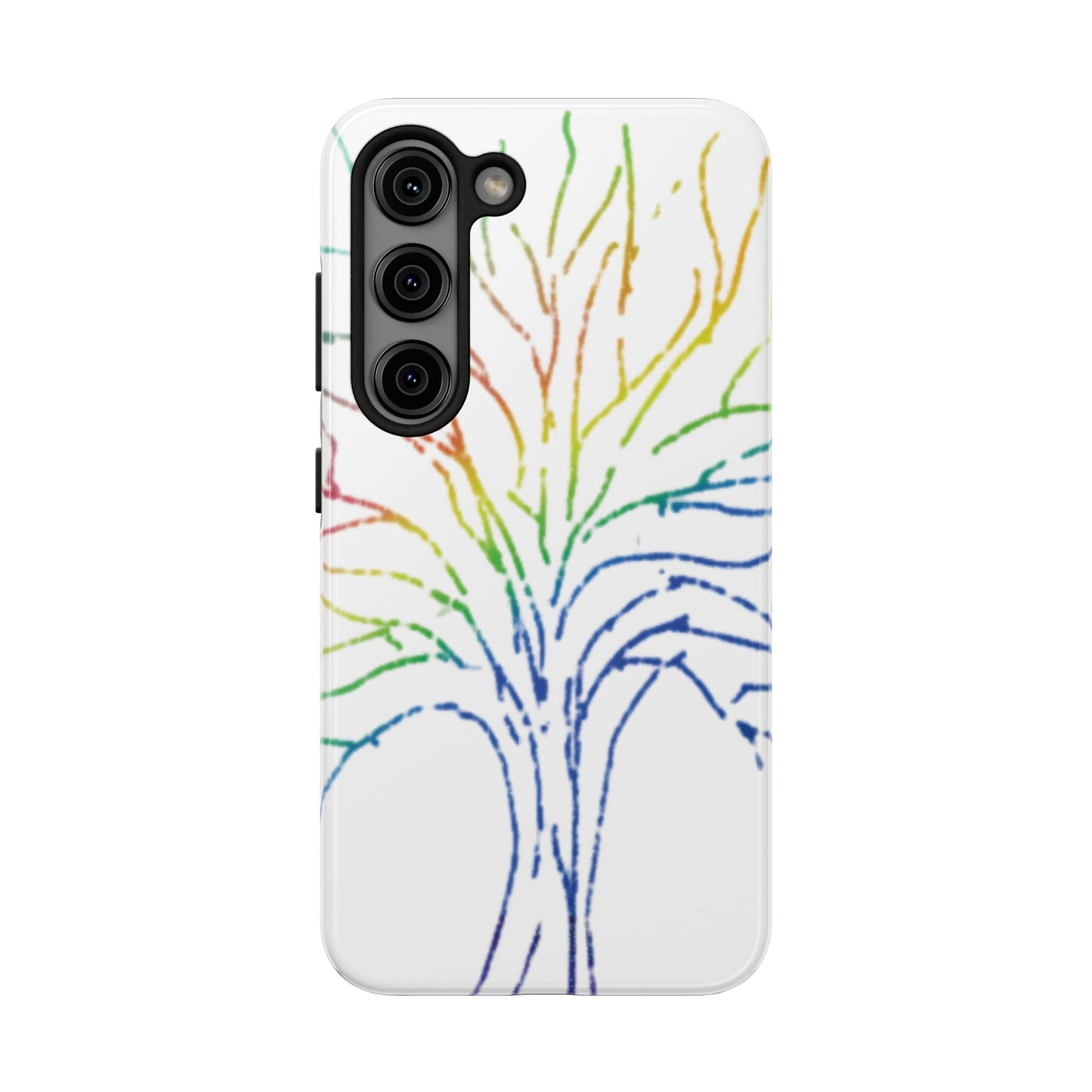Rainbow Tree Tough Phone Cases - Colorful Nature Love Pride Gender Neutral Gifts for Friends, iPhone Samsung Wireless Charging Cover, LGBTQ+