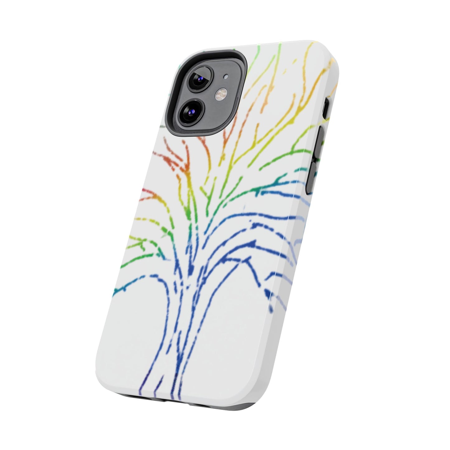 Rainbow Tree Tough Phone Cases - Colorful Nature Love Pride Gender Neutral Gifts for Friends, iPhone Samsung Wireless Charging Cover, LGBTQ+