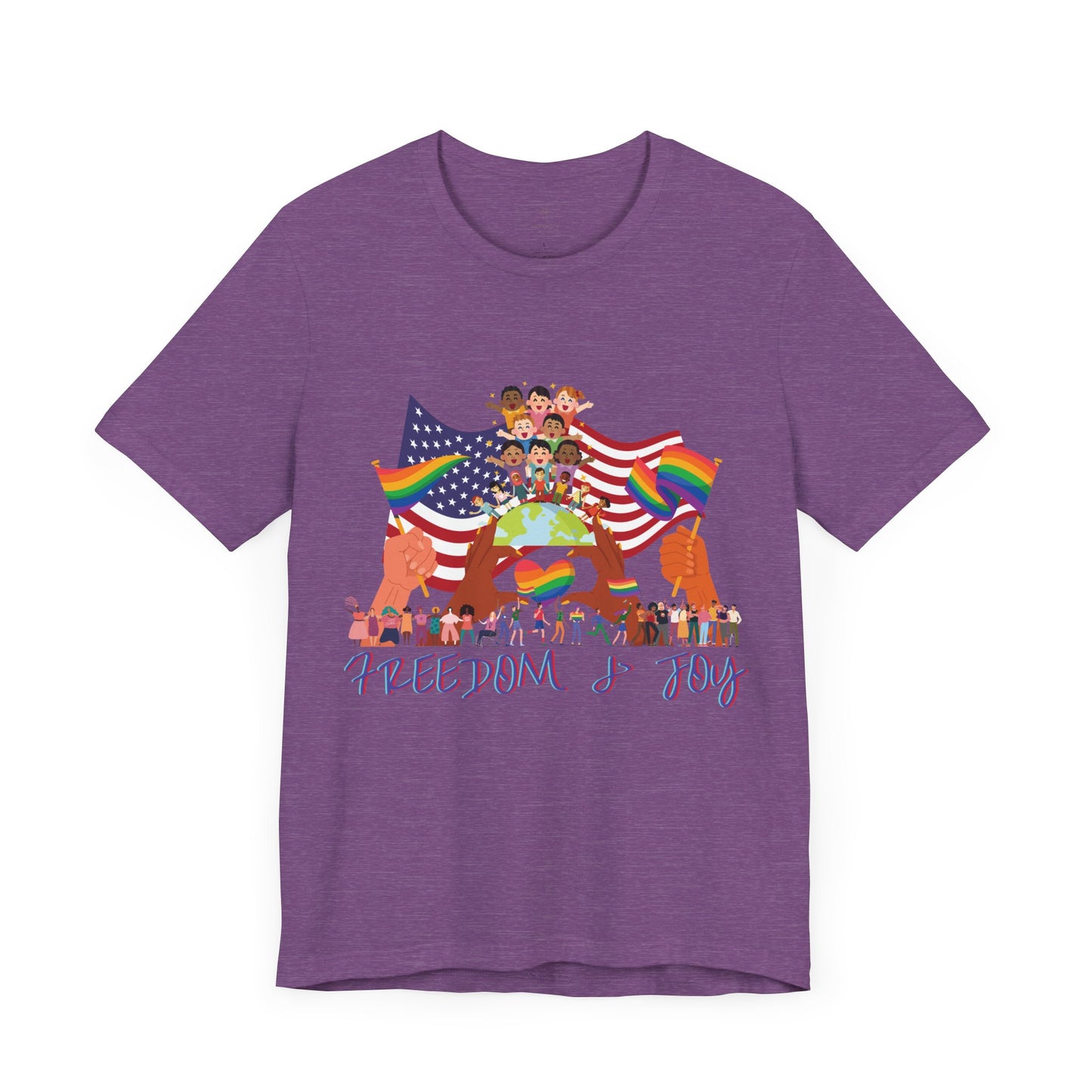 Freedom & Joy Unisex Tee, America, Inclusion, Equality, Love, Pride, Flag, Election, Gift, Comfy, Soft, Casual, Gender Neutral, Short Sleeve