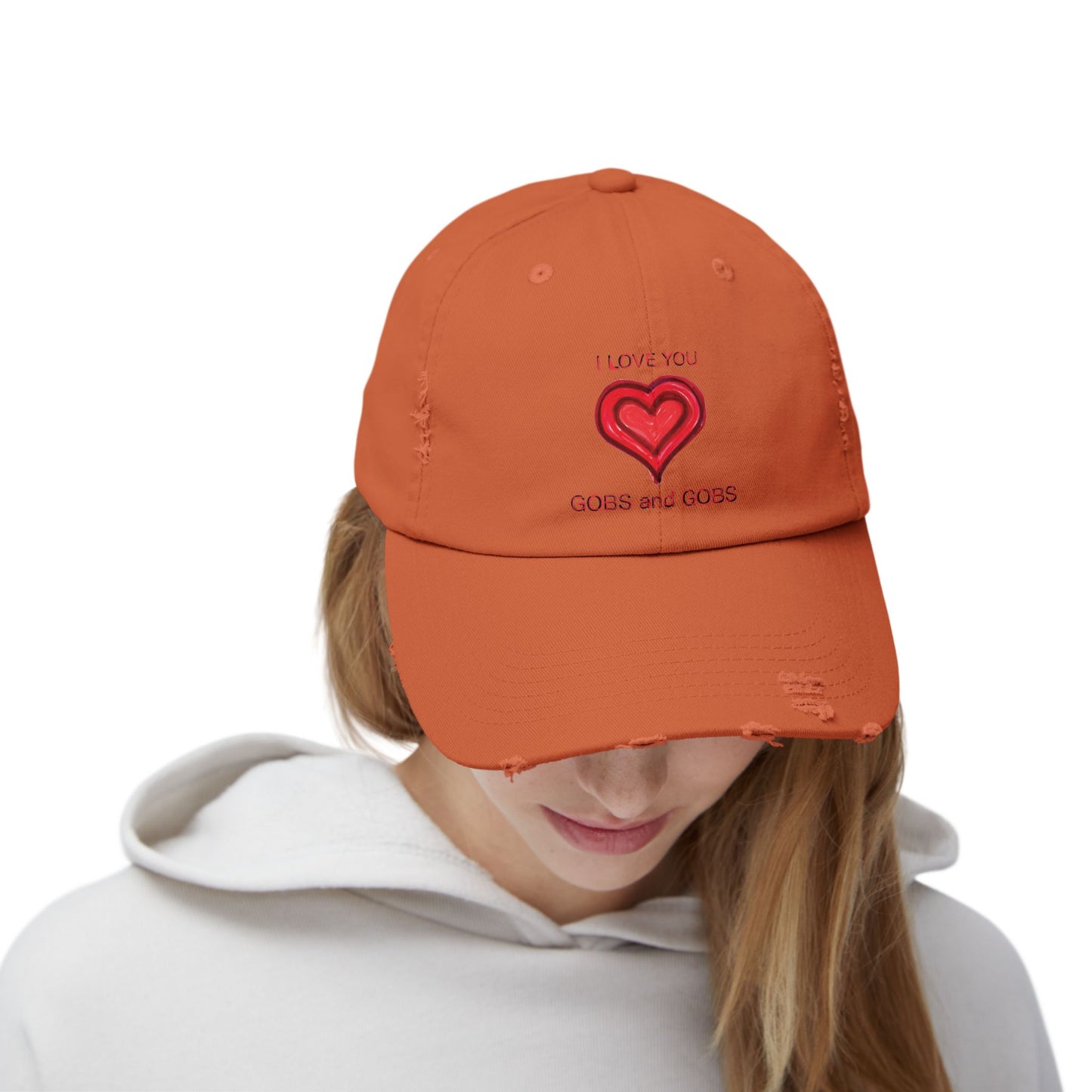 I Love You Gobs and Gobs Distressed Cap Hearts Gift Valentines Women Men Teens