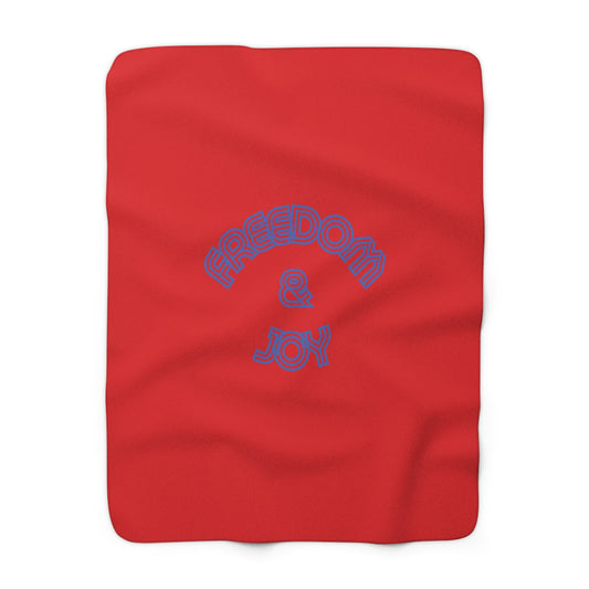 Freedom & Joy Red Sherpa Fleece Blanket, America, Love, Happy, Home Decor, Soft, Cozy, Holidays, Gift, Gender Neutral, Throw 50x60 60x80